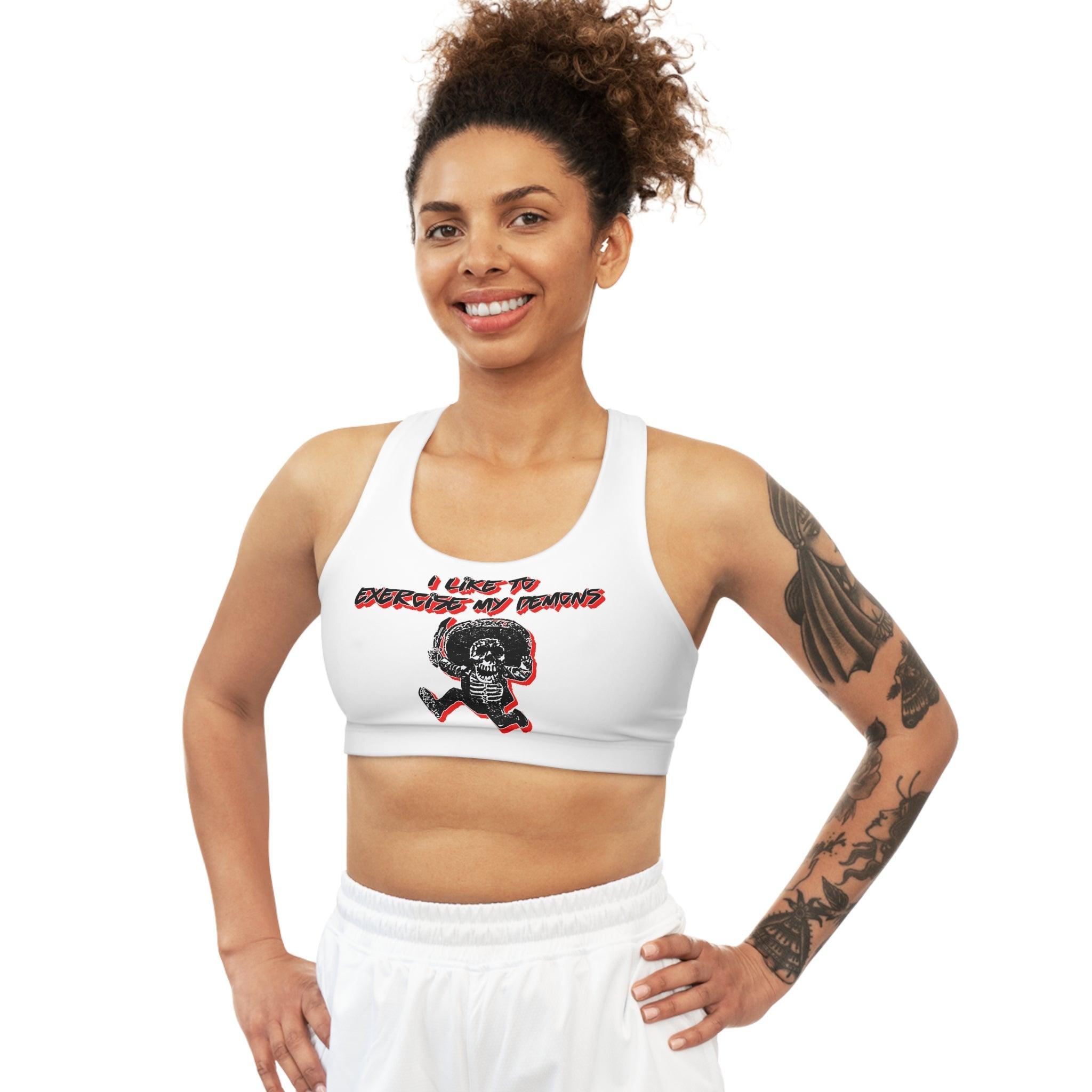 I Like To Exercise My Demons - Seamless Sports Bra - Witty Twisters Fashions