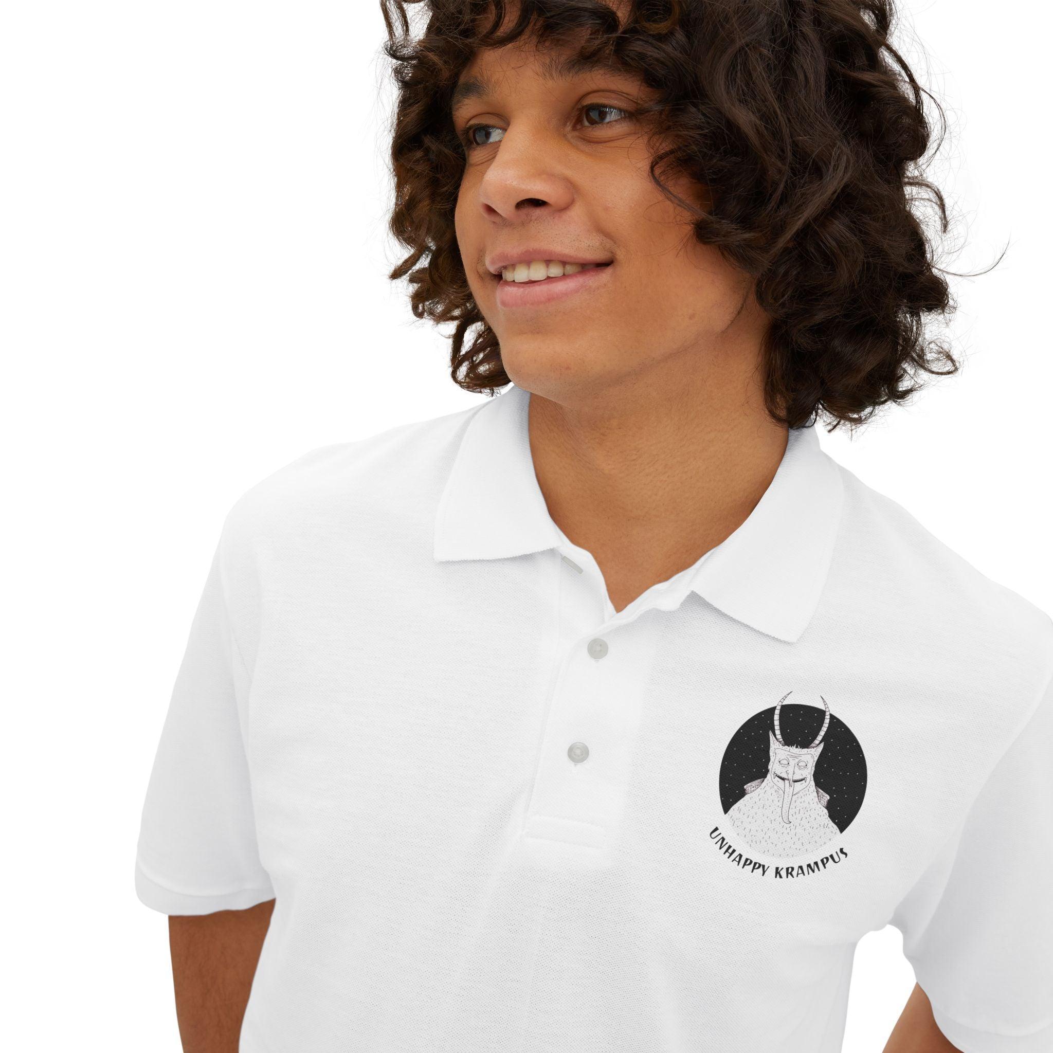 Unhappy Krampus - Men's Piqué Polo Shirt - Witty Twisters Fashions