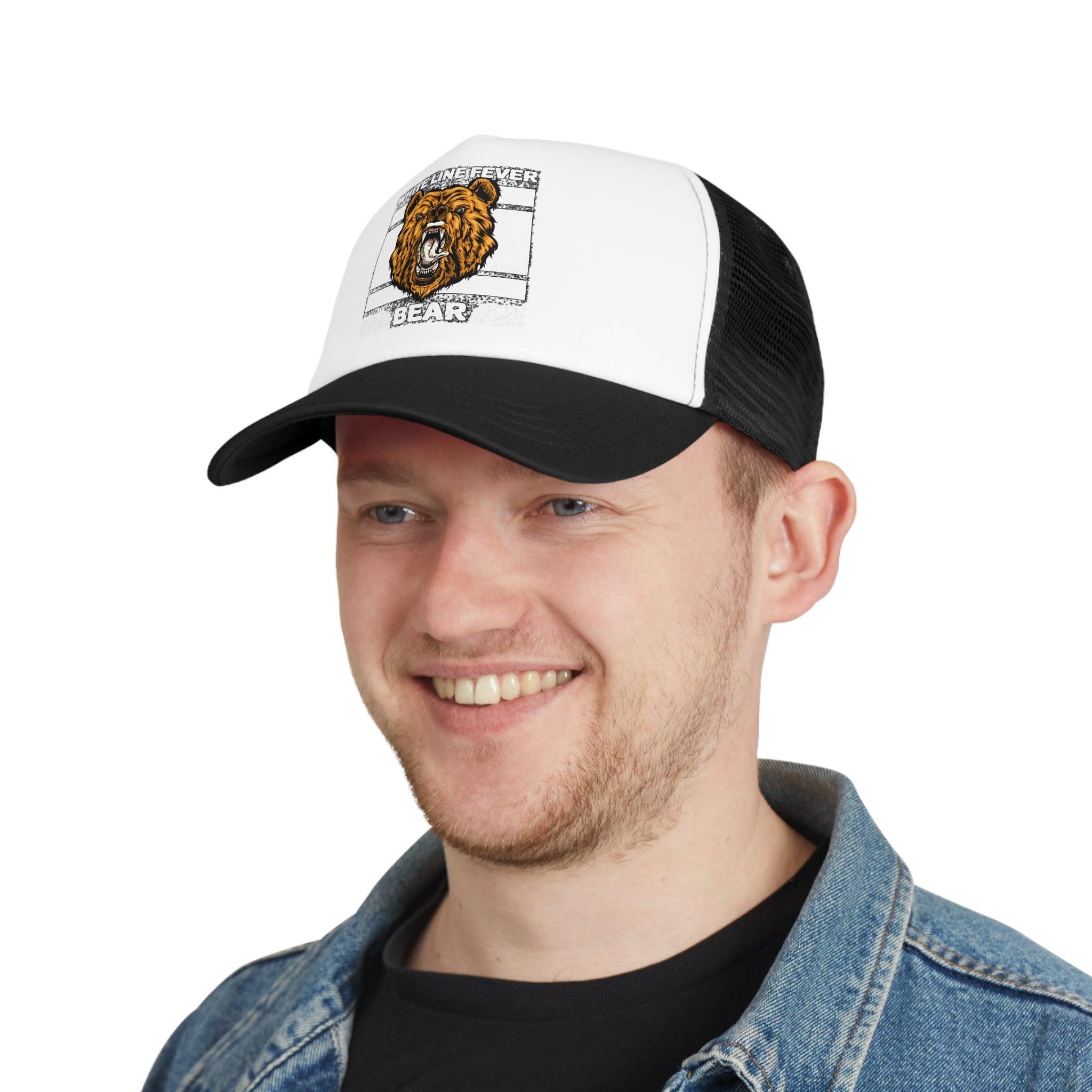 White Line Fever Bear - Mesh Trucker Hat - Witty Twisters Fashions