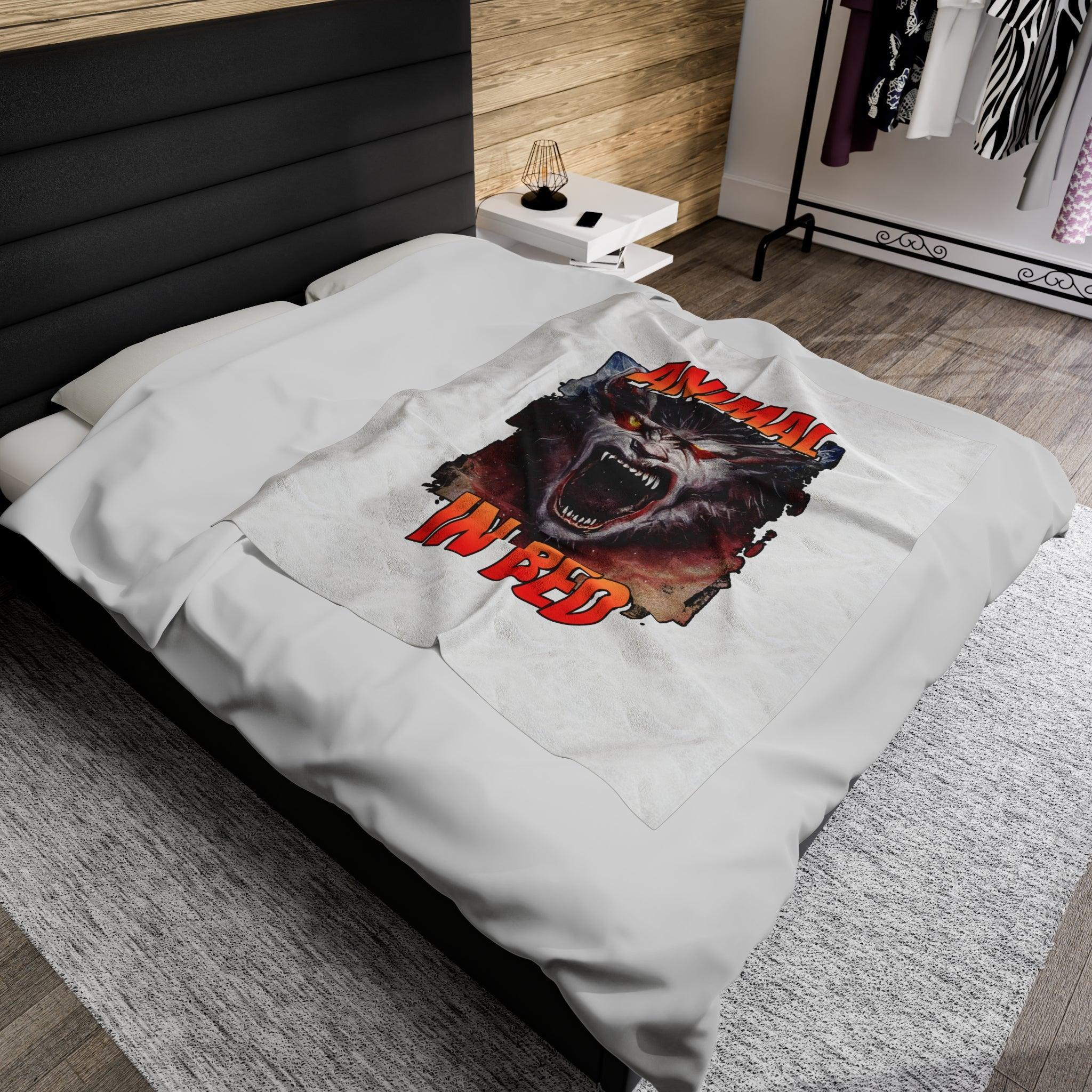 Animal In Bed - Velveteen Plush Blanket - Witty Twisters Fashions