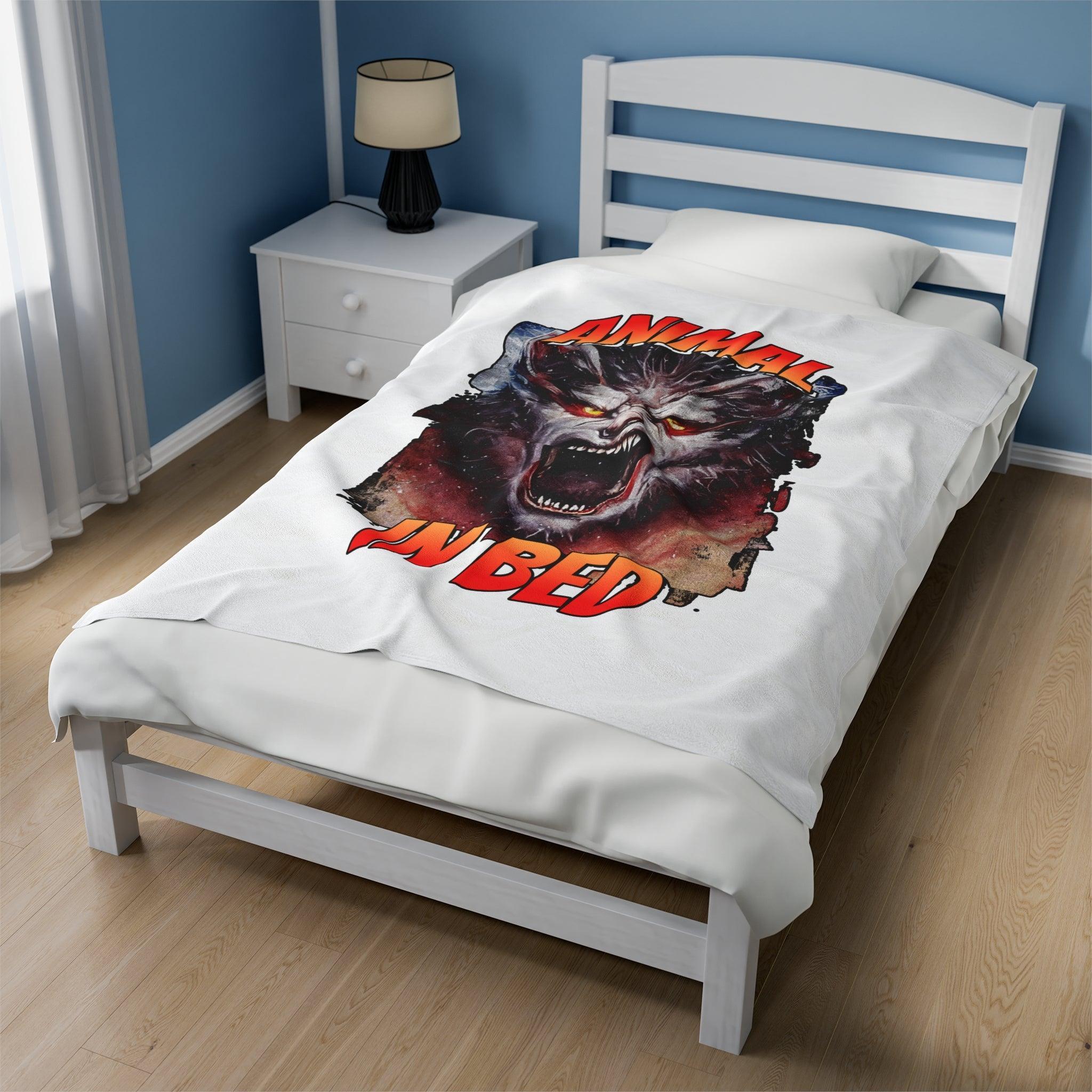 Animal In Bed - Velveteen Plush Blanket - Witty Twisters Fashions