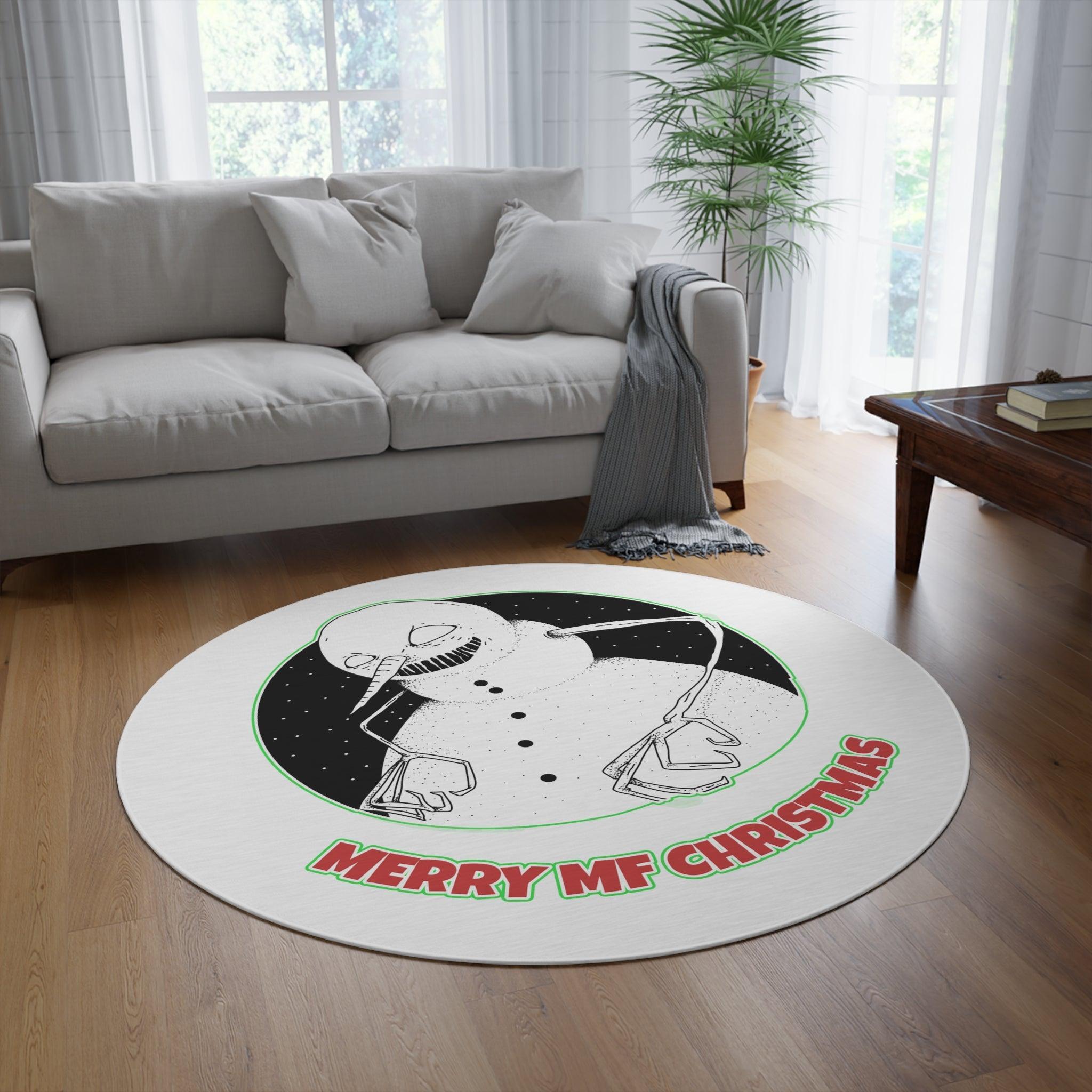 Merry MF Christmas - Round Rug - Witty Twisters Fashions