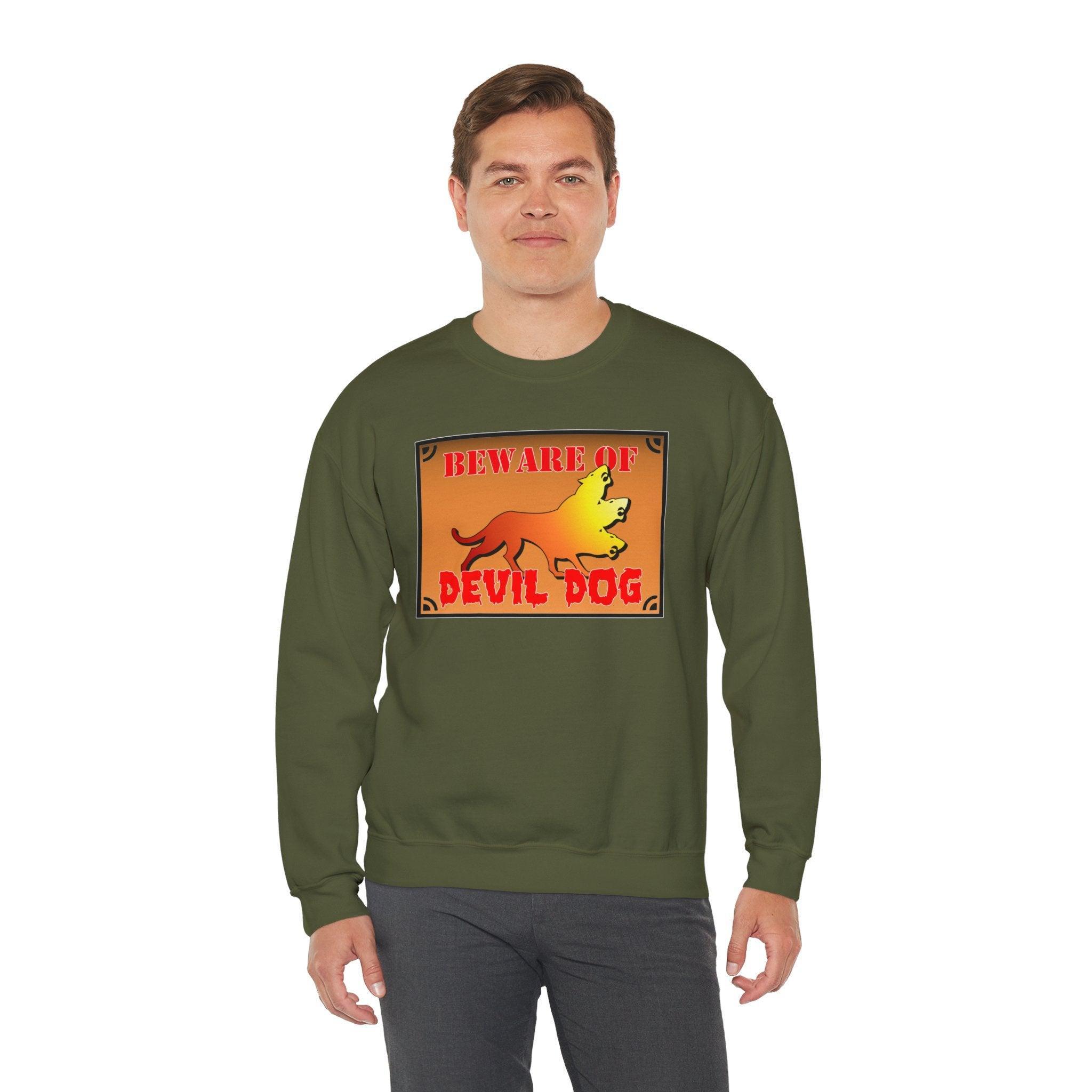 Beware of Devil Dog Sign - Sweatshirt - Witty Twisters Fashions