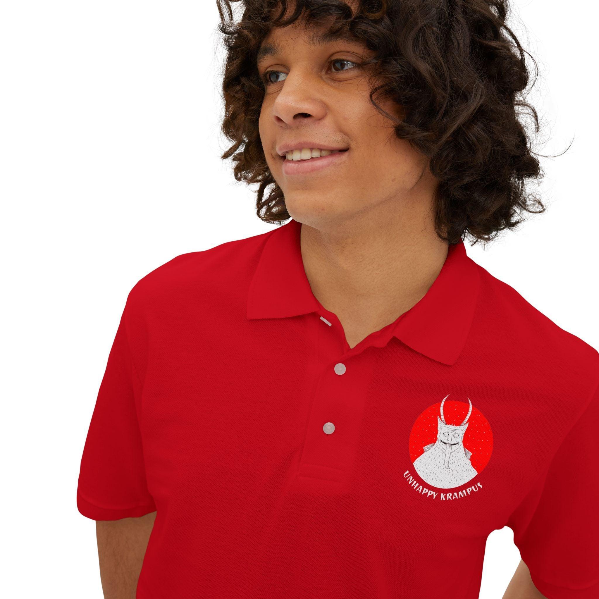 Unhappy Krampus - Men's Piqué Polo Shirt - Witty Twisters Fashions
