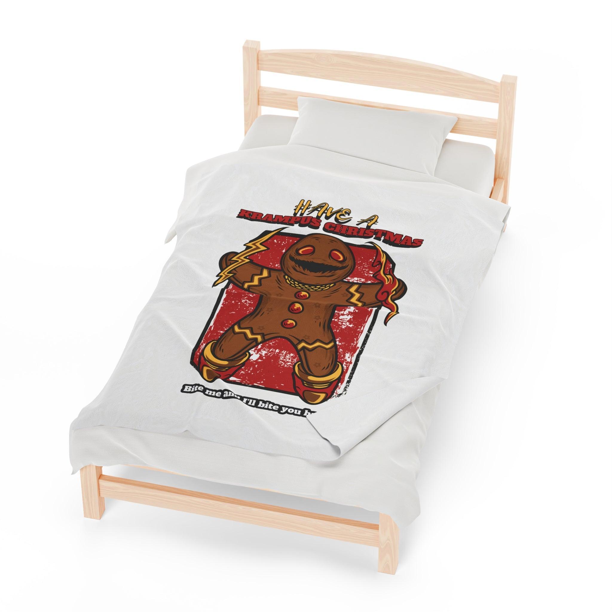 Have a Krampus Christmas Bite me and I'll bite you back. - Velveteen Plush Blanket - Witty Twisters Fashions