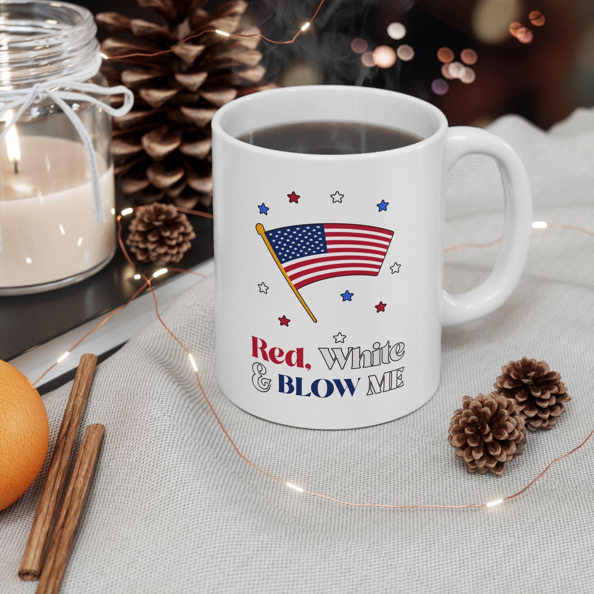 Red, white and blow me - Ceramic Coffee Mug 11oz, 15oz - Witty Twisters Fashions