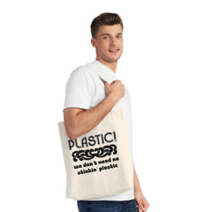 Plastic! We don't need no stinkin' plastic - Woven Tote Bag - Witty Twisters Fashions