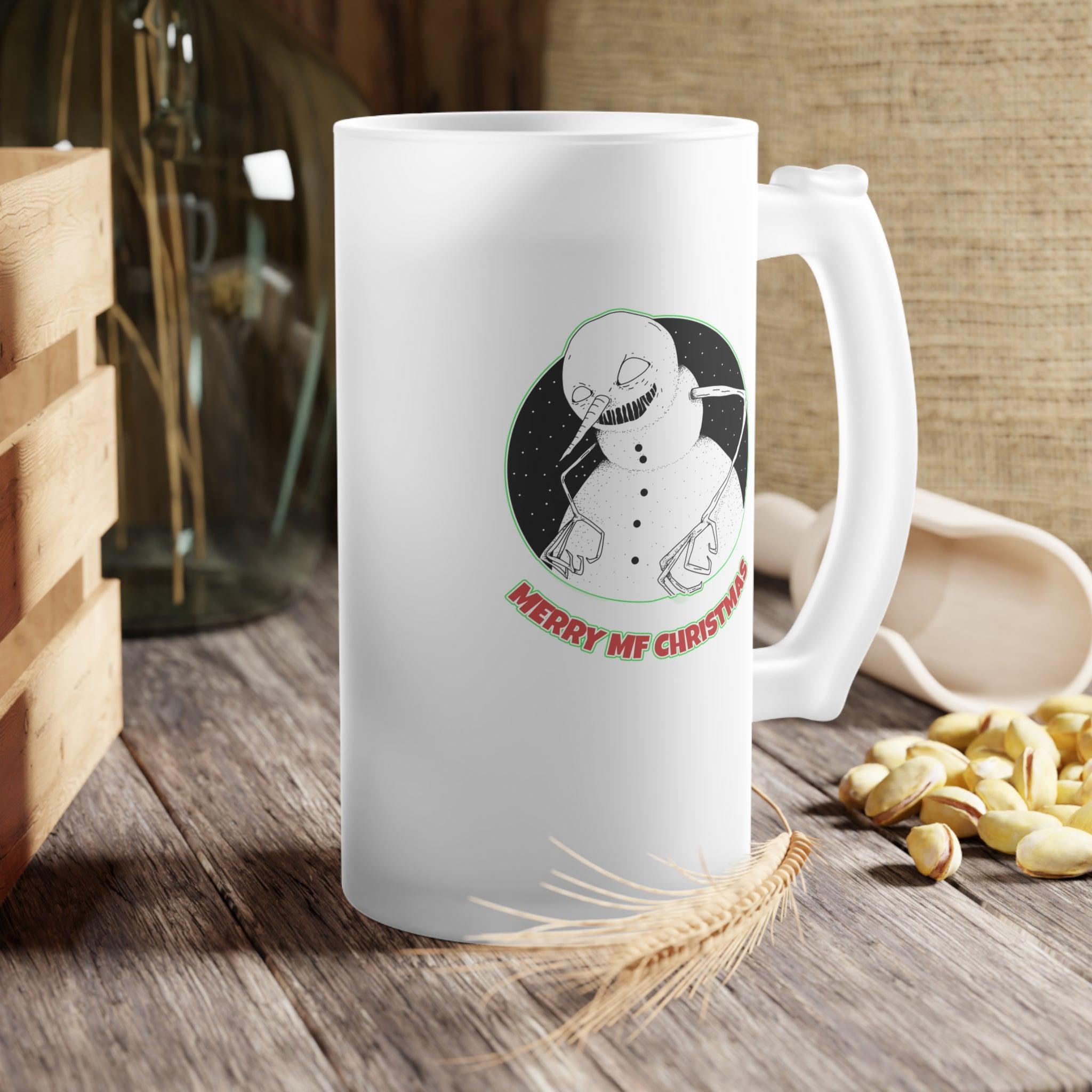 Merry MF Christmas - Frosted Glass Beer Mug - Witty Twisters Fashions
