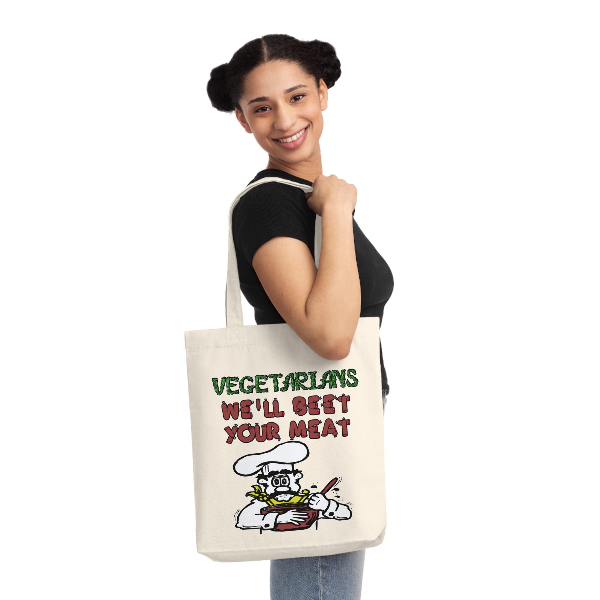 Vegetarians We'll Beet Your Meat - Woven Tote Bag - Witty Twisters Fashions