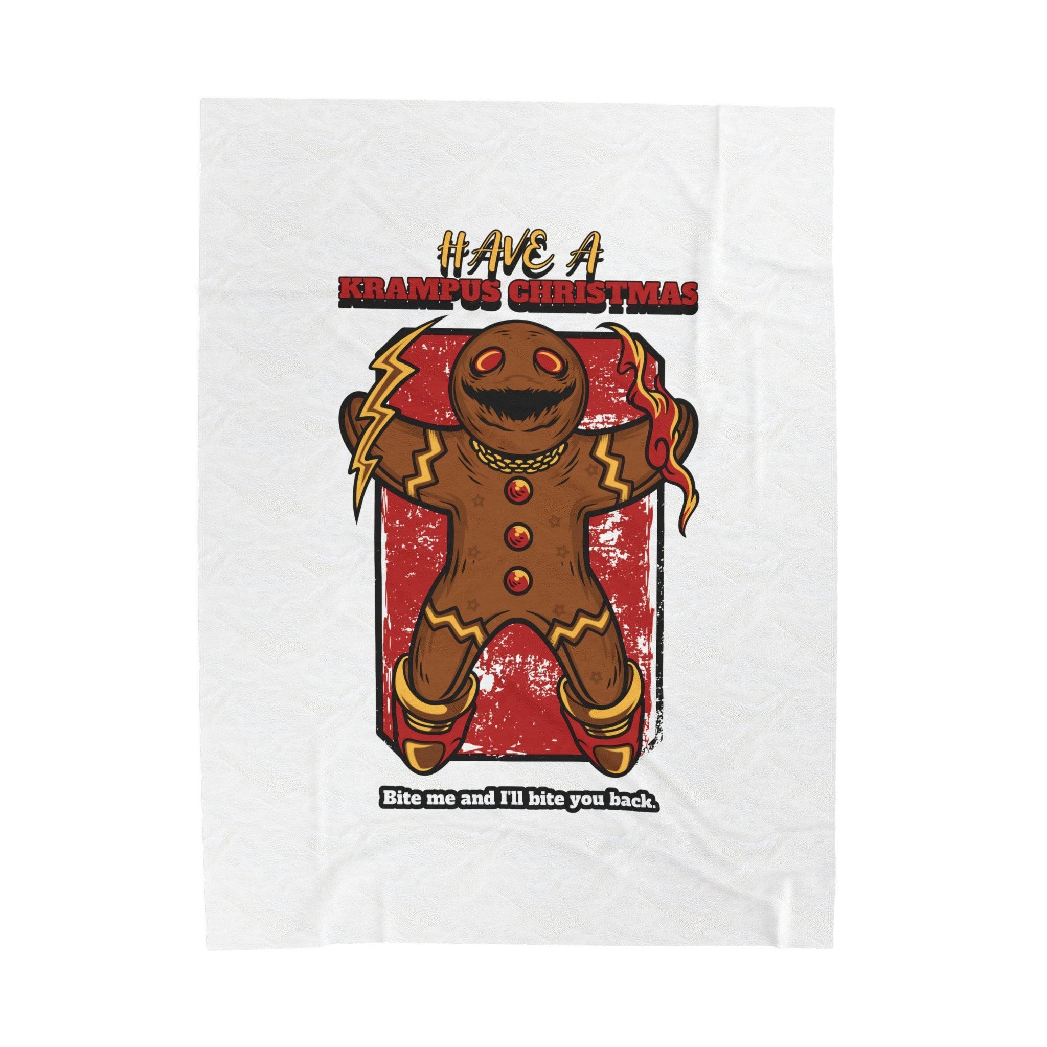 Have a Krampus Christmas Bite me and I'll bite you back. - Velveteen Plush Blanket - Witty Twisters Fashions