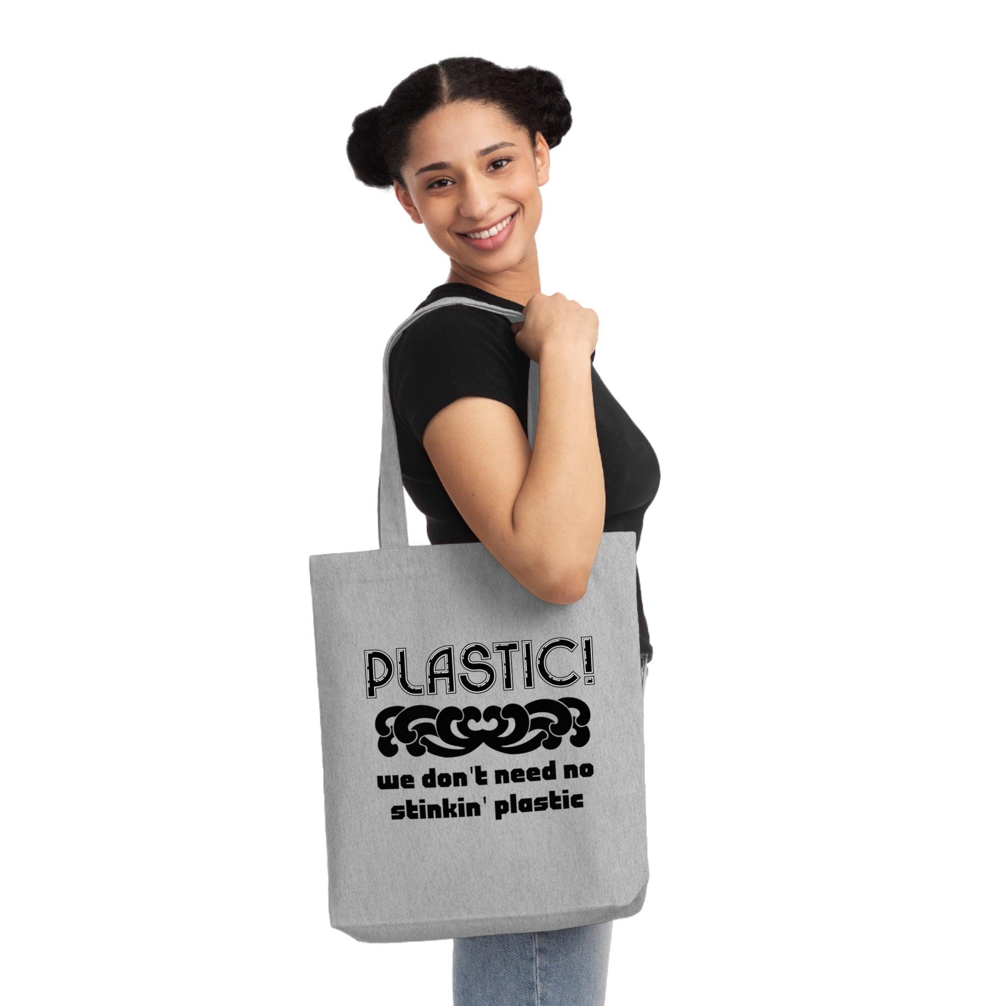 Plastic! We don't need no stinkin' plastic - Woven Tote Bag - Witty Twisters Fashions