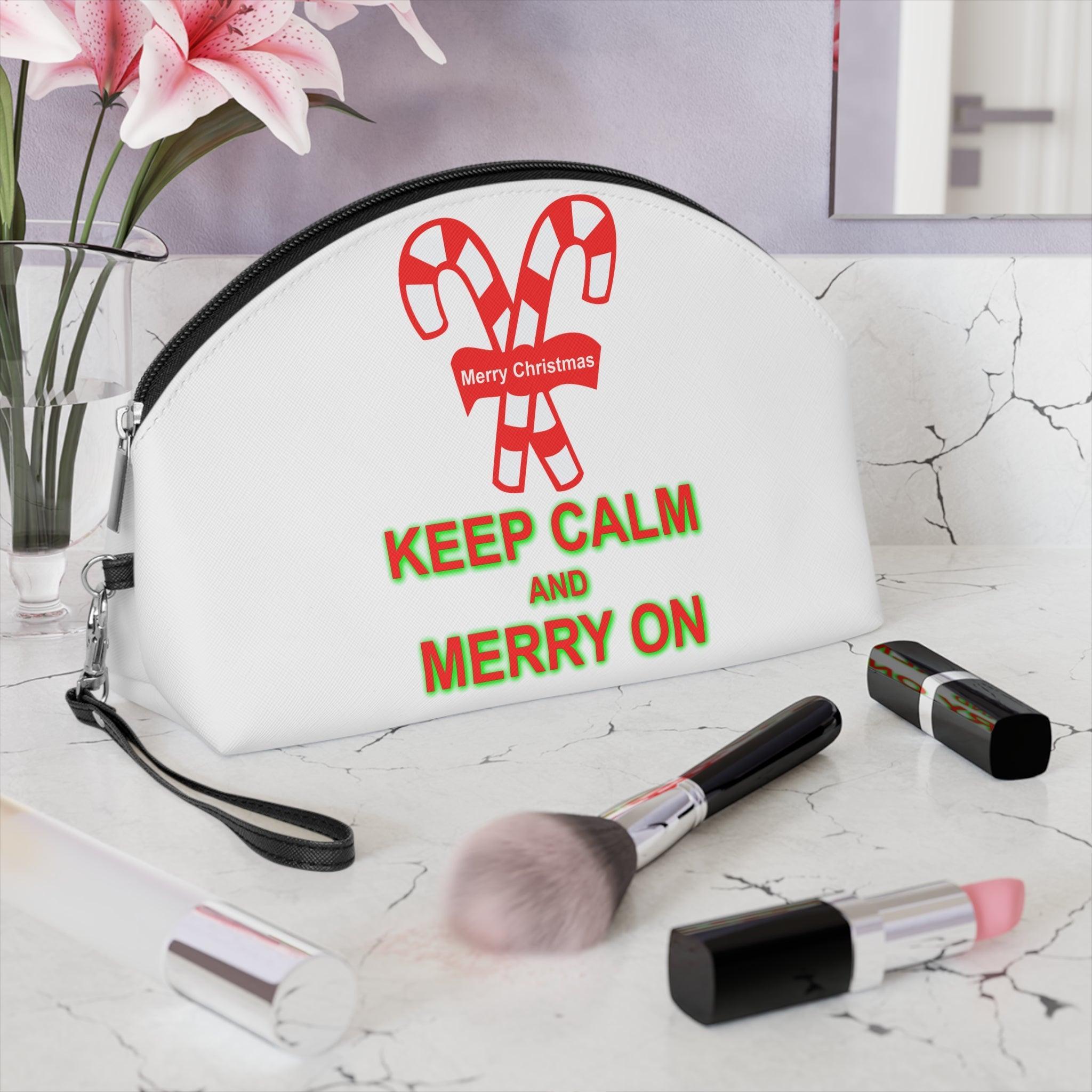 Keep Calm and Merry On - Women’s Makeup Bag or Purse - Witty Twisters Fashions