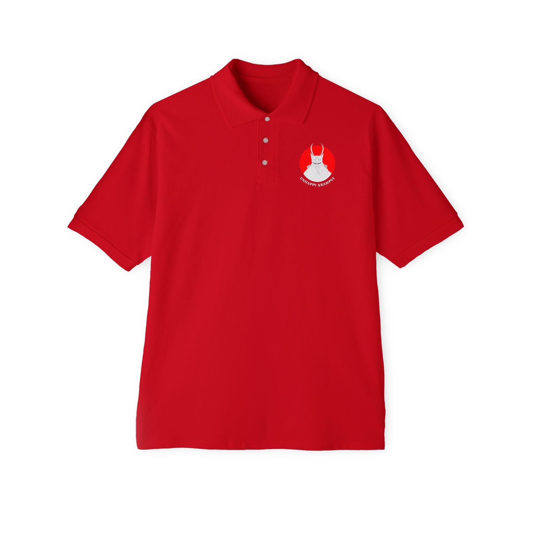 Unhappy Krampus - Men's Piqué Polo Shirt - Witty Twisters Fashions
