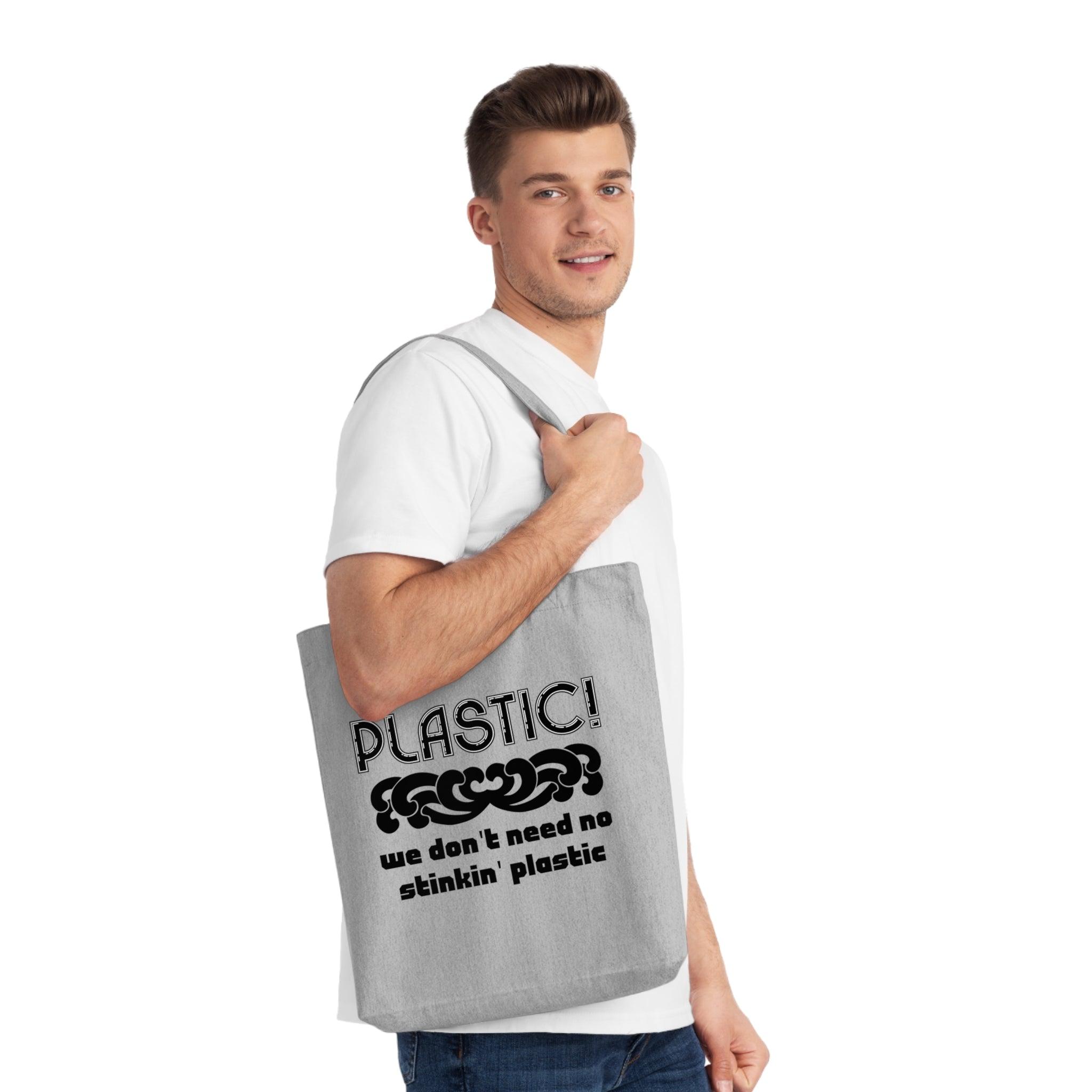 Plastic! We don't need no stinkin' plastic - Woven Tote Bag - Witty Twisters Fashions