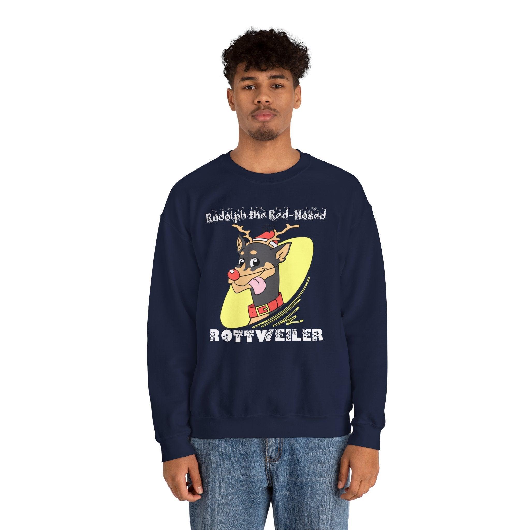 Rudolph The Red-Nosed Rottweiler - Sweatshirt - Witty Twisters Fashions