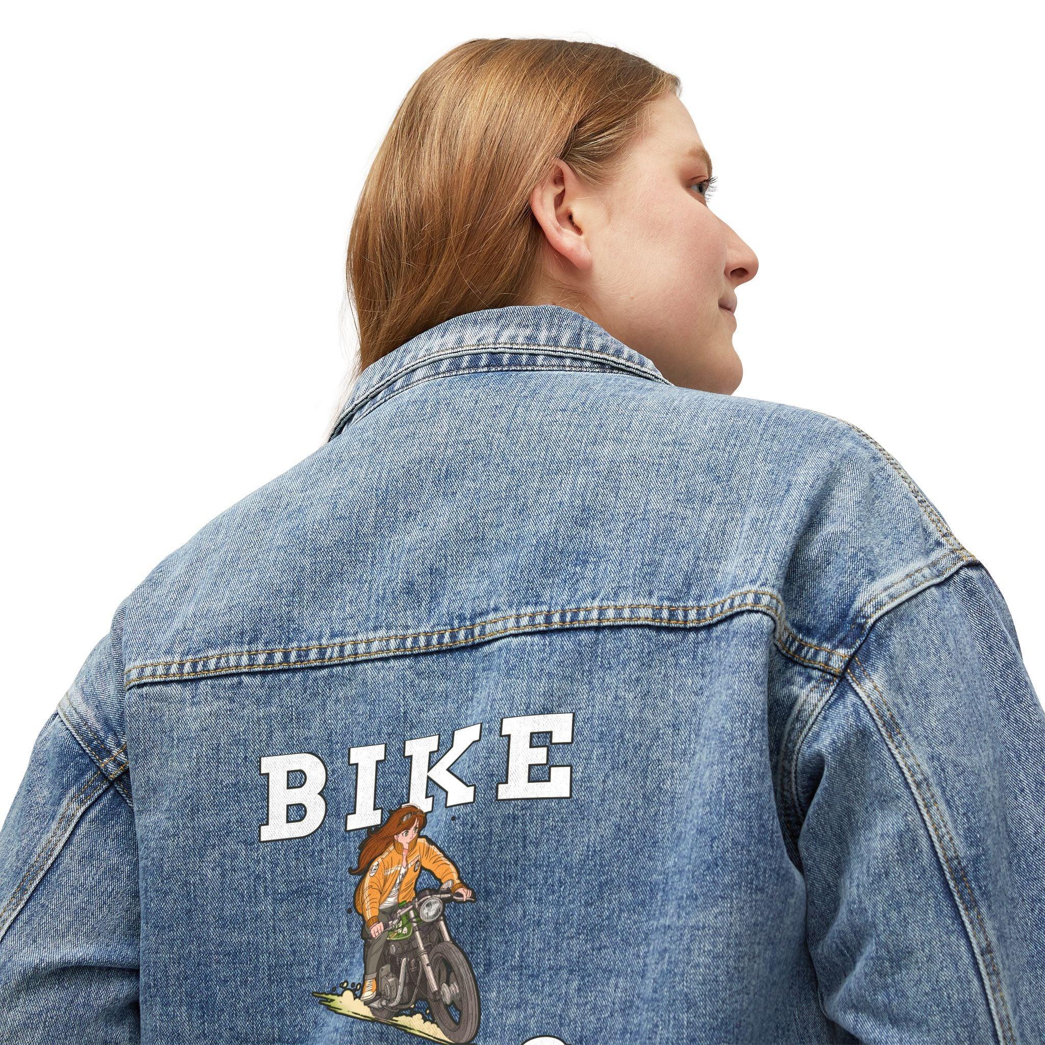 Bike Girls Like to ride the hard ones - Women's Denim Jean Jacket - Witty Twisters Fashions