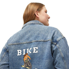 Bike Girls Like to ride the hard ones - Women's Denim Jean Jacket - Witty Twisters Fashions