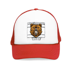 White Line Fever Bear - Mesh Trucker Hat - Witty Twisters Fashions