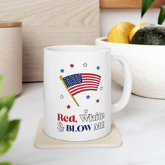 Red, white and blow me - Ceramic Coffee Mug 11oz, 15oz - Witty Twisters Fashions