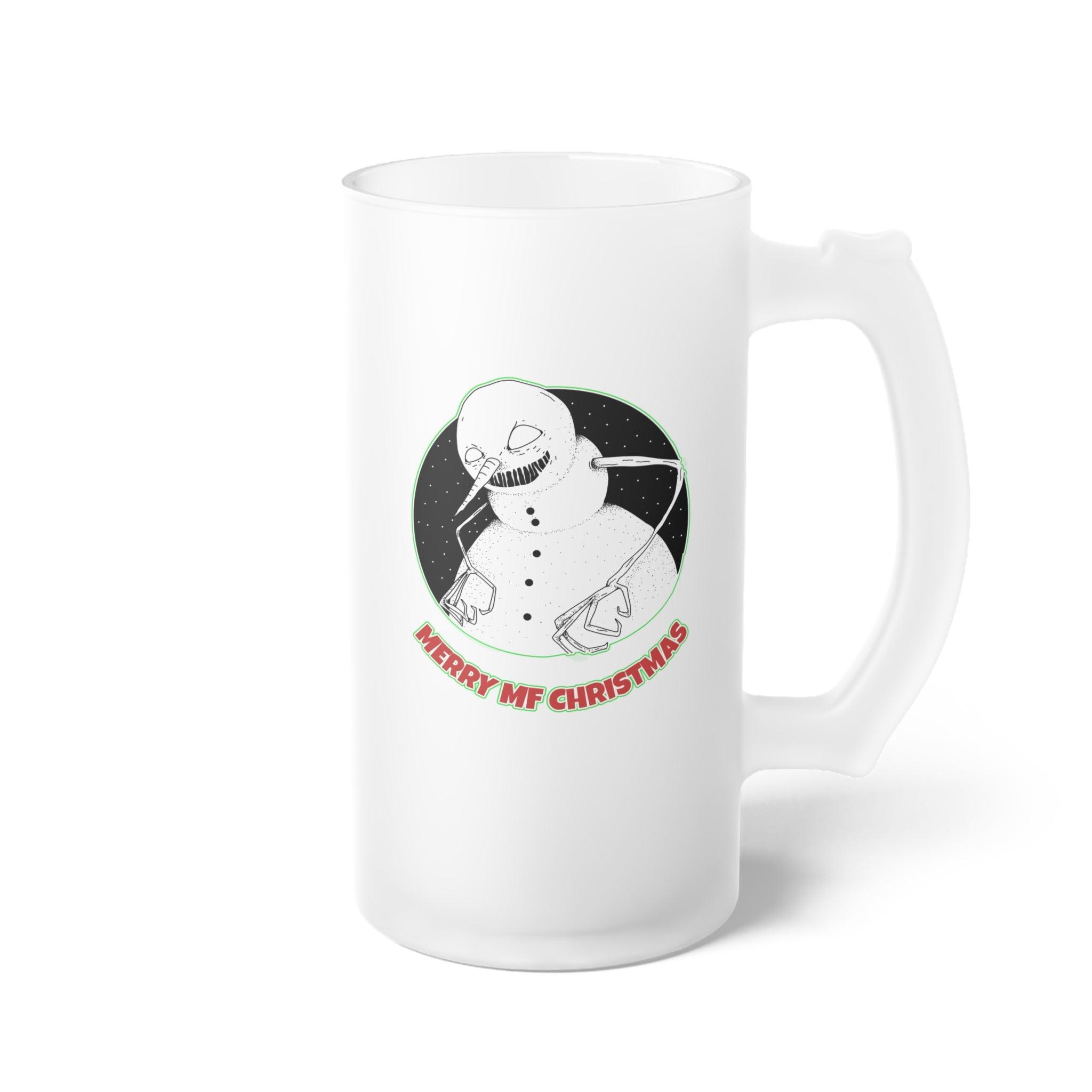 Merry MF Christmas - Frosted Glass Beer Mug - Witty Twisters Fashions