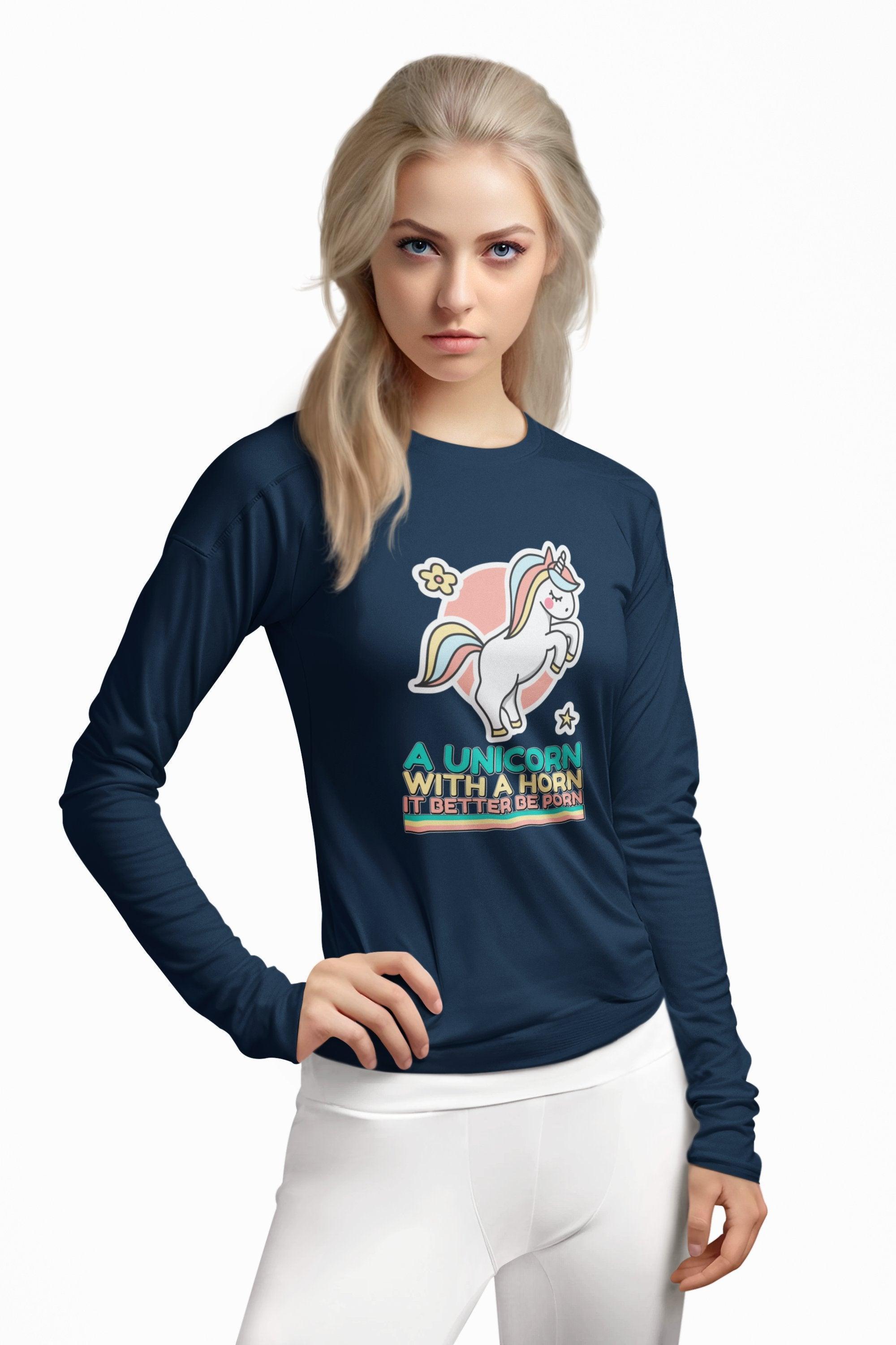 A unicorn with a horn it better be porn - Long-Sleeve Tee - Witty Twisters Fashions