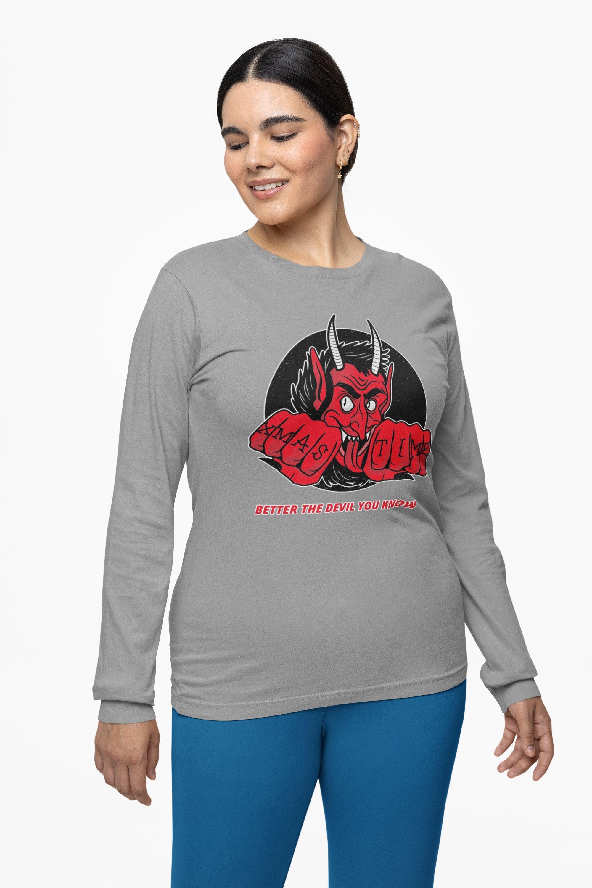 Better the devil you know Xmas time - Long-Sleeve Tee - Witty Twisters Fashions