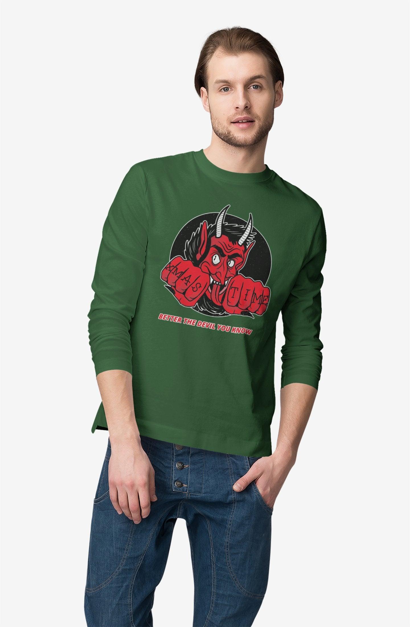 Better the devil you know Xmas time - Long-Sleeve Tee - Witty Twisters Fashions