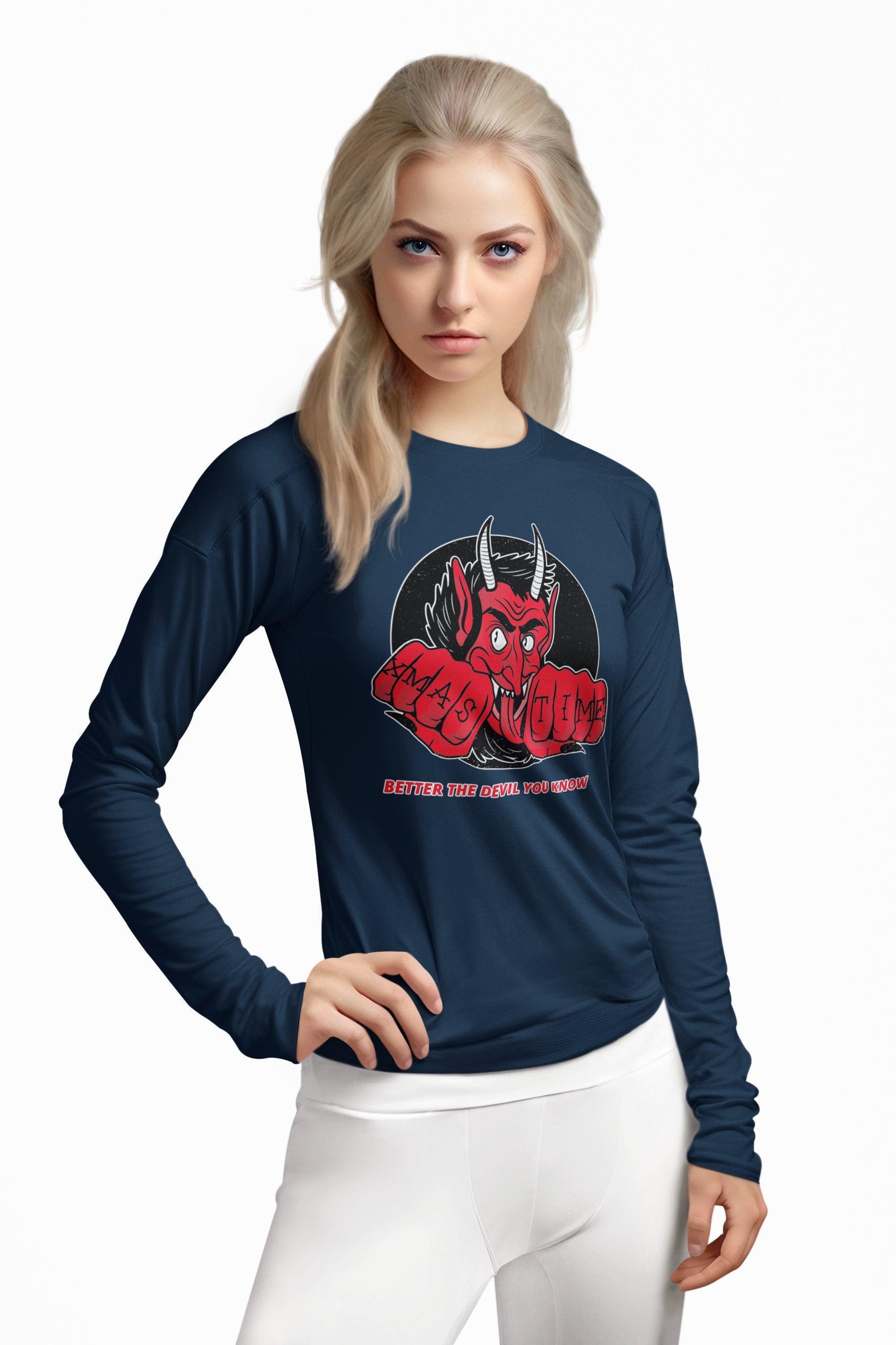 Better the devil you know Xmas time - Long-Sleeve Tee - Witty Twisters Fashions