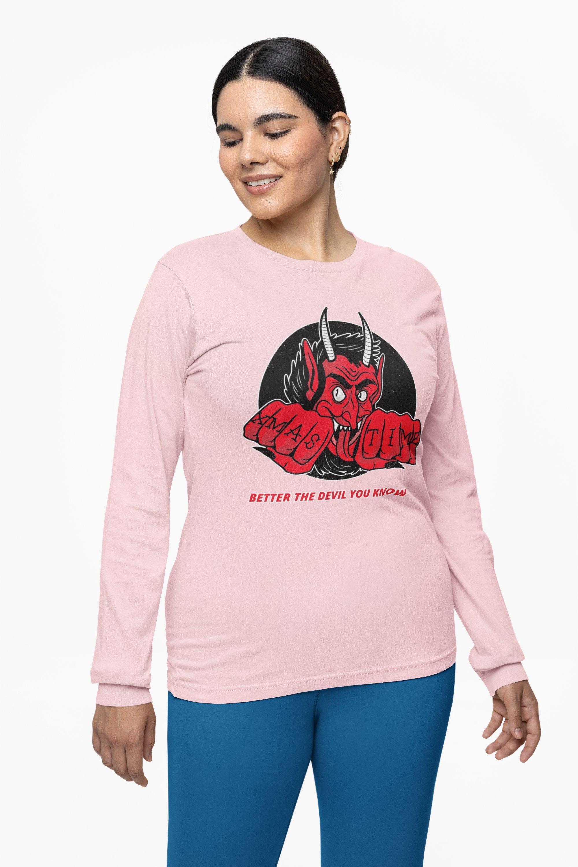 Better the devil you know Xmas time - Long-Sleeve Tee - Witty Twisters Fashions