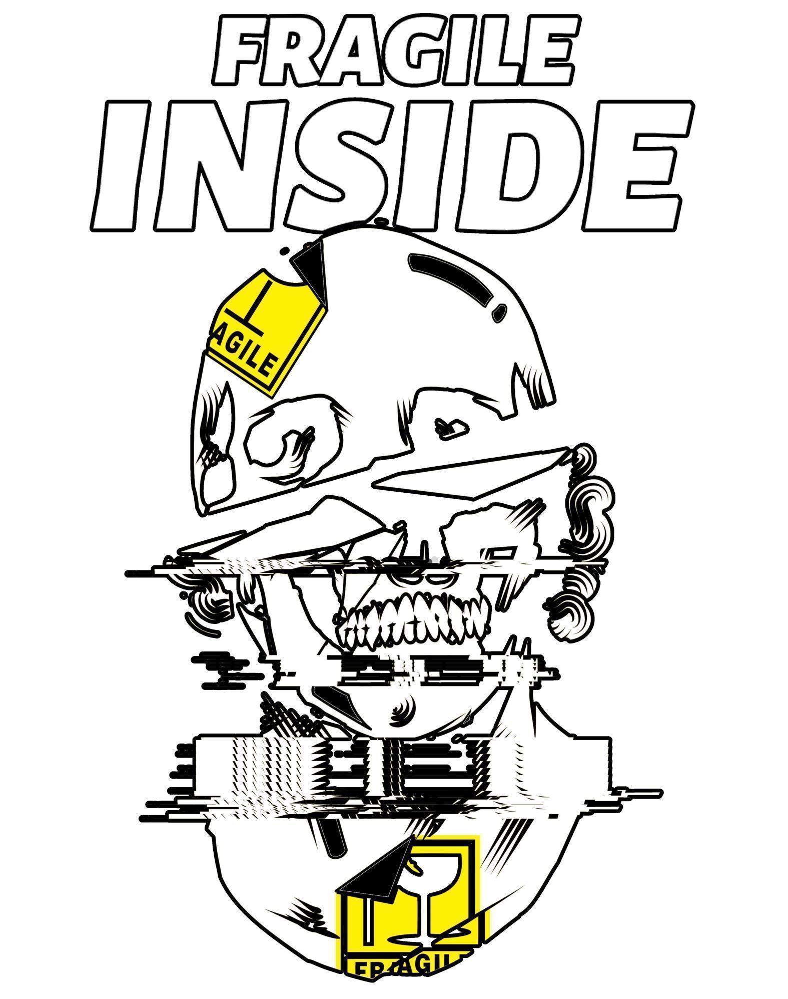 Fragile Inside - Kiss-Cut Stickers - Witty Twisters Fashions