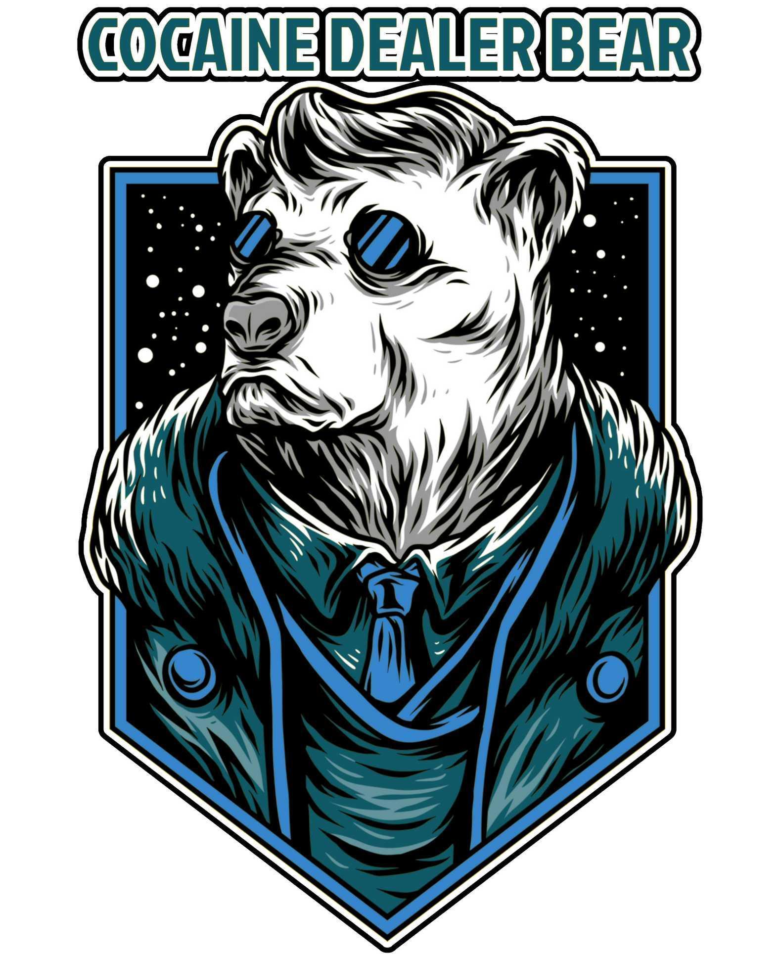 Cocaine Dealer Bear - Photo Block - Witty Twisters Fashions