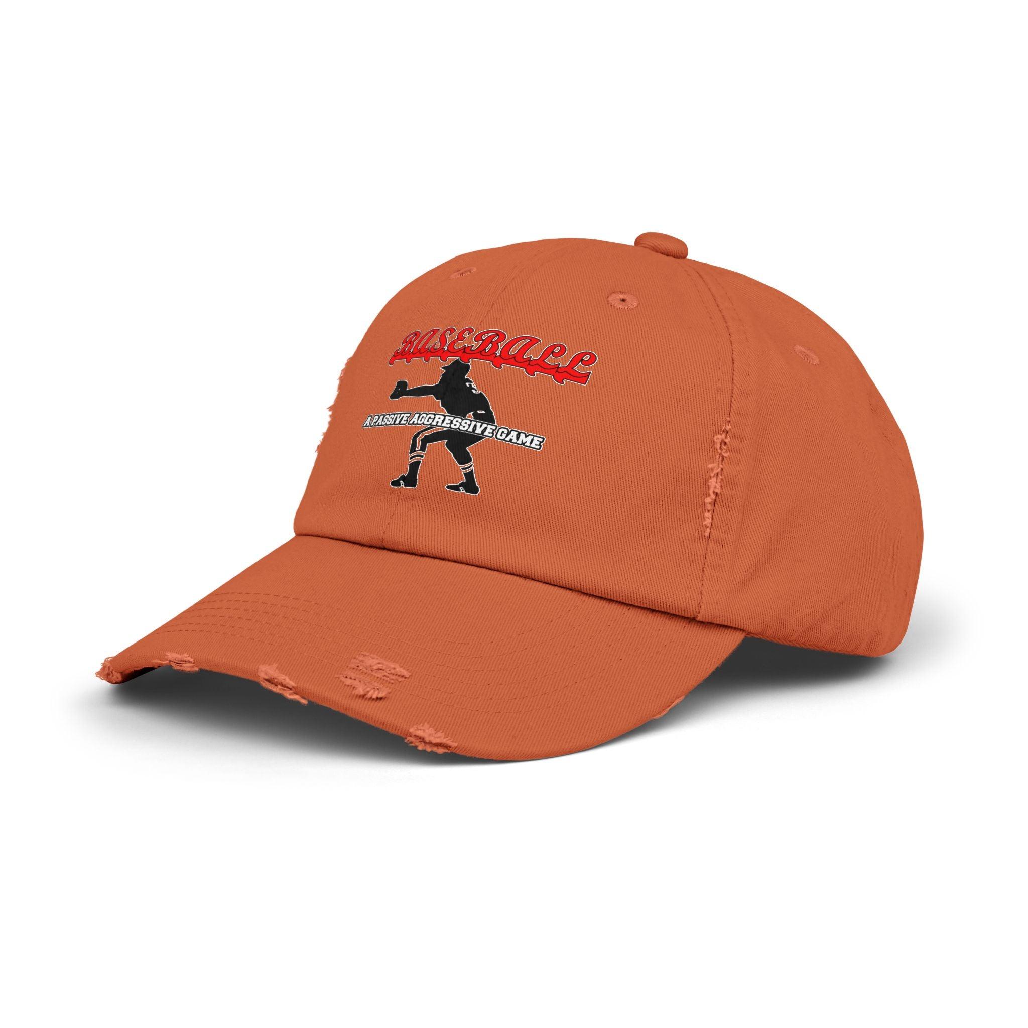 Baseball A passive aggressive game - Cotton Twill Distressed Baseball Cap - Witty Twisters Fashions