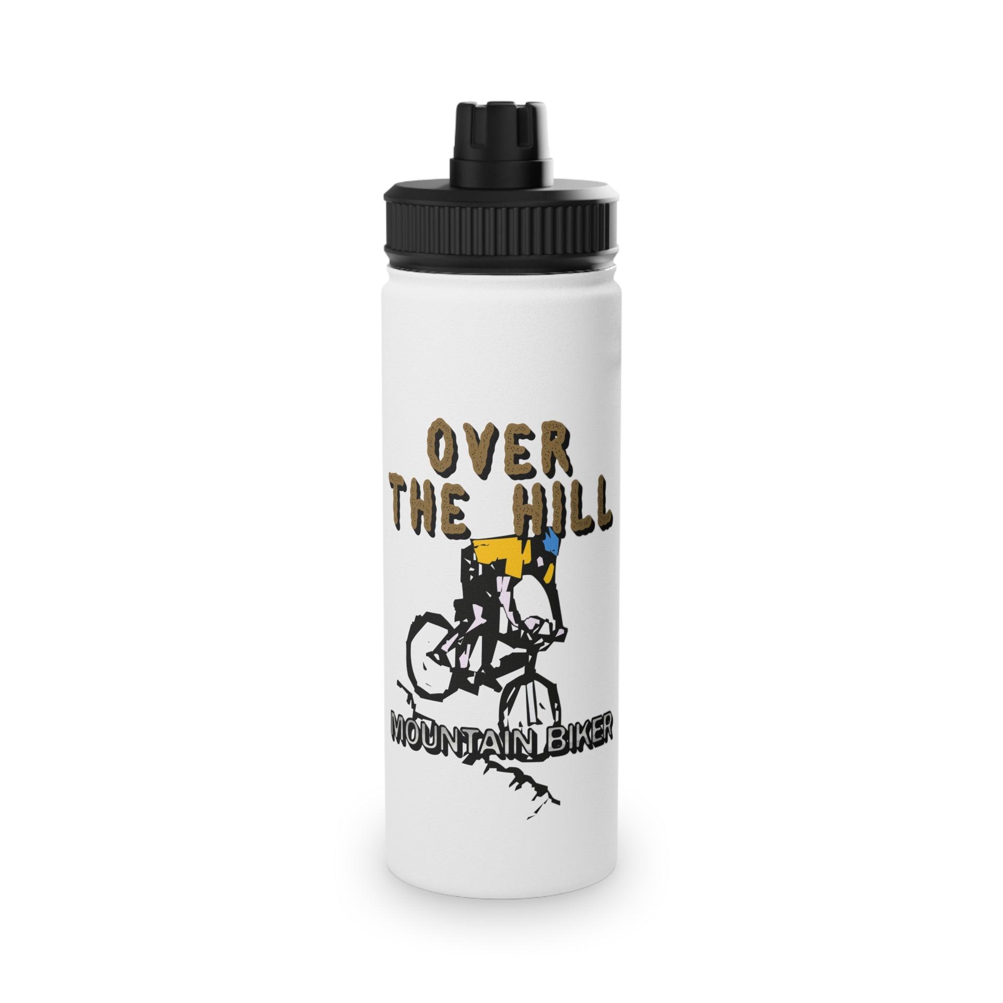 Over The Hill Mountain Biker - Stainless Steel Water Bottle with Sports Lid