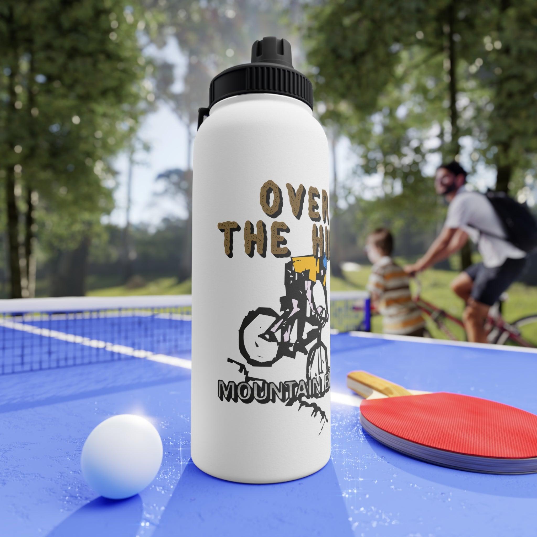 Over The Hill Mountain Biker - Stainless Steel Water Bottle with Sports Lid