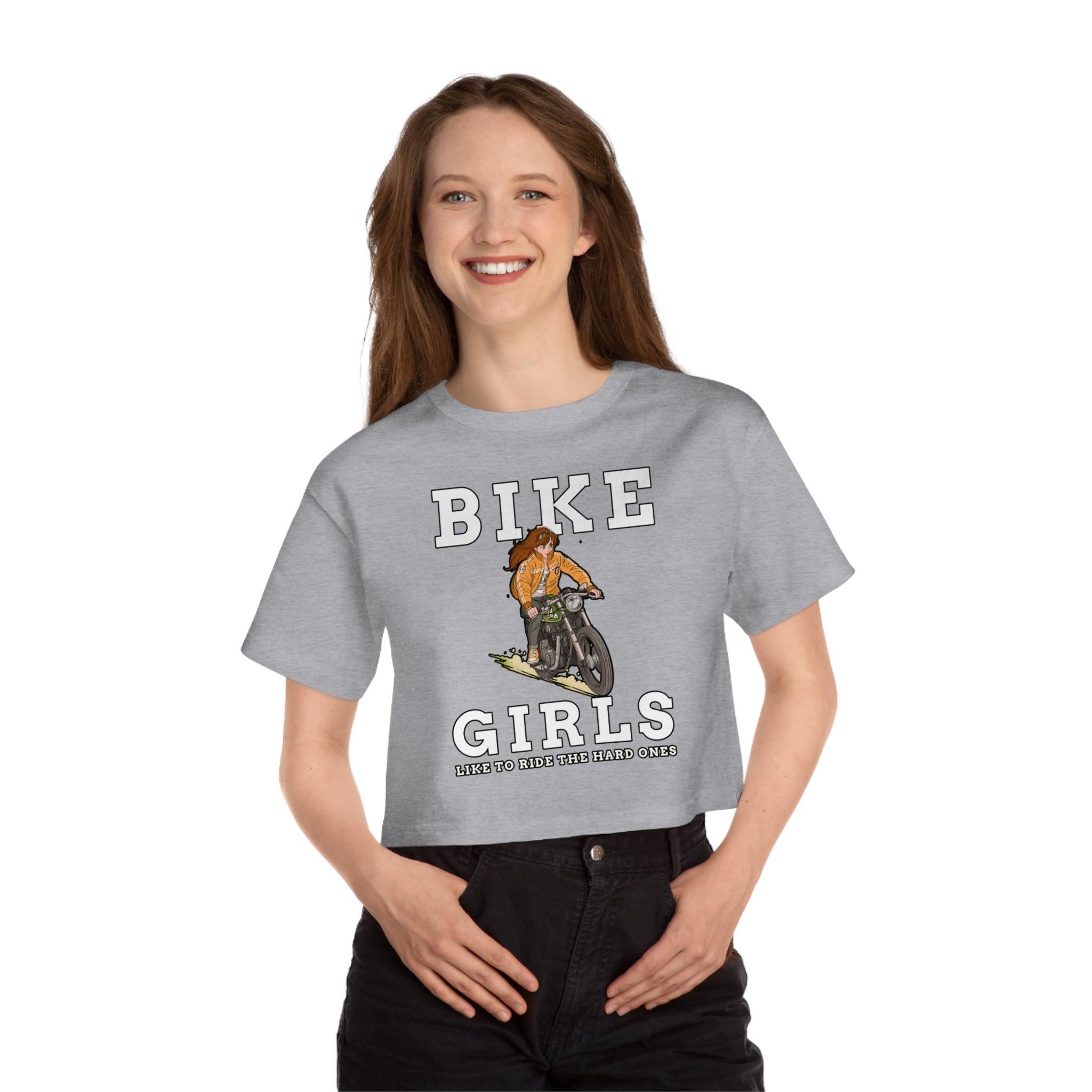 Bike Girls Like to ride the hard ones - Champion Crop Top - Witty Twisters Fashions