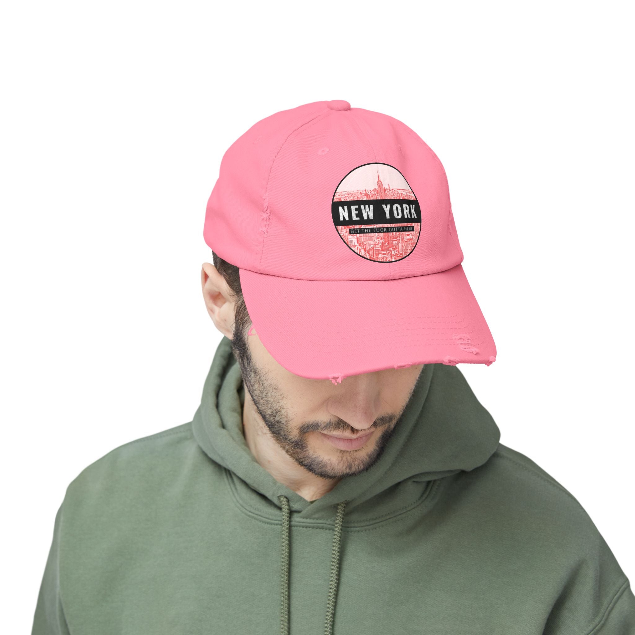 New York Get The Fuck Outta Here! - Cotton Twill Distressed Baseball Cap