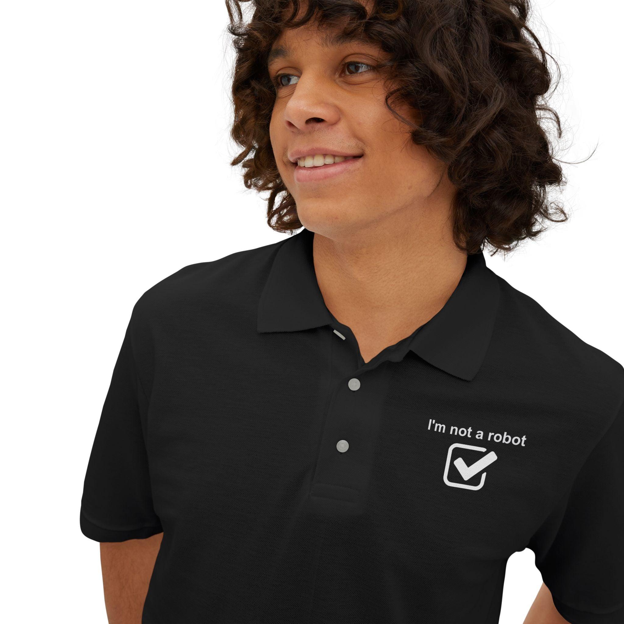 I'm Not A Robot - Men's Piqué Polo Shirt - Witty Twisters Fashions