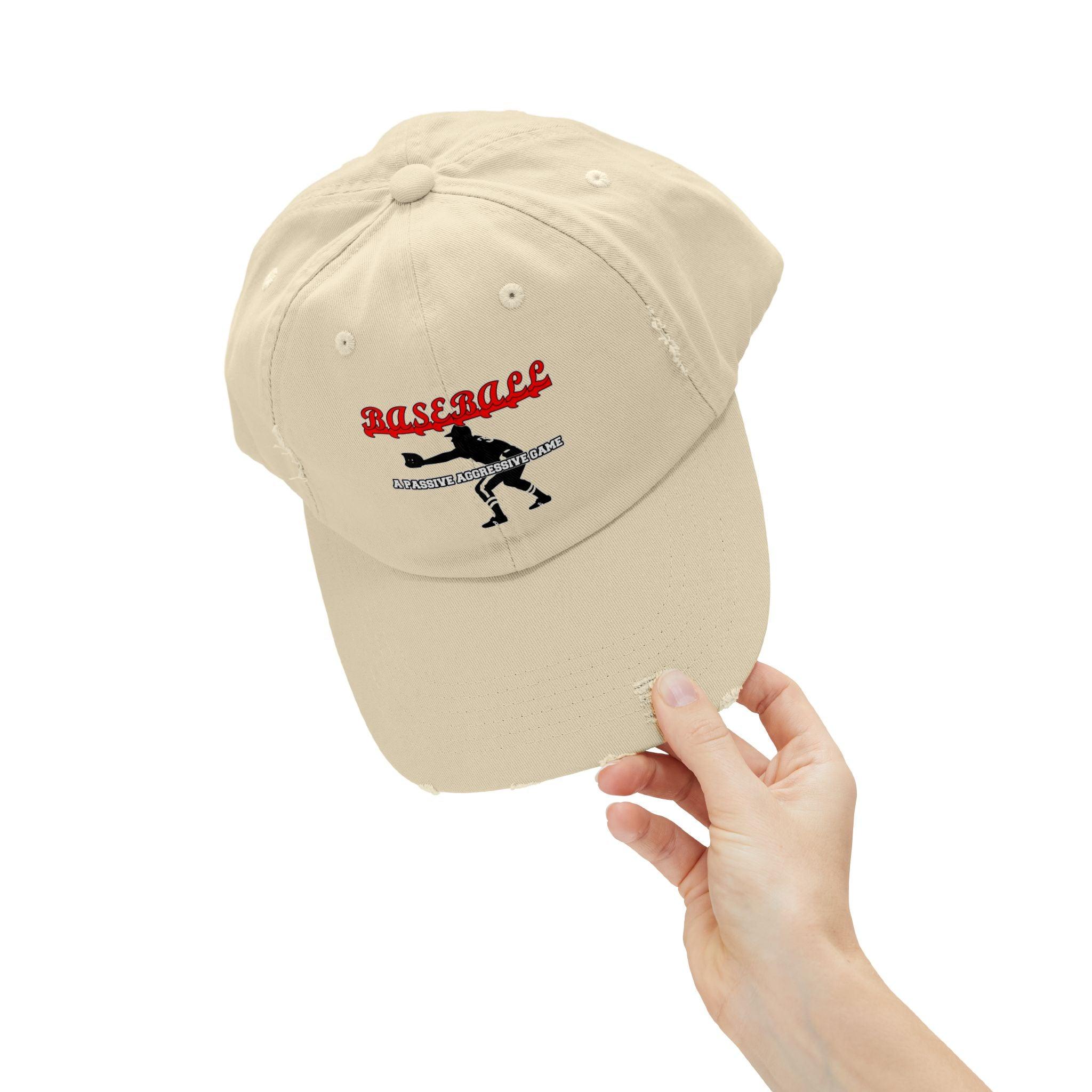 Baseball A passive aggressive game - Cotton Twill Distressed Baseball Cap - Witty Twisters Fashions