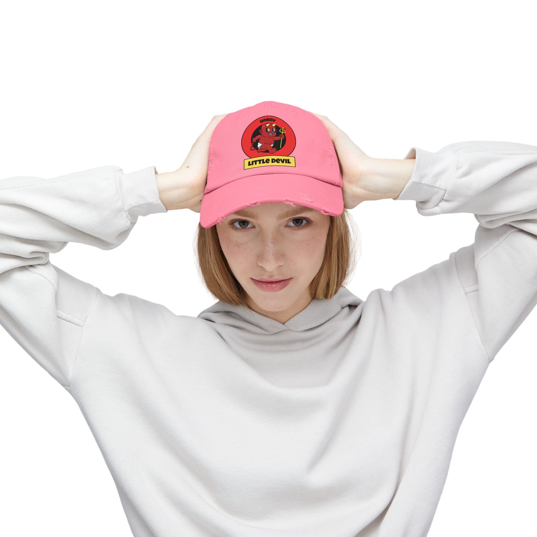 Horny Little Devil - Cotton Twill Distressed Baseball Cap