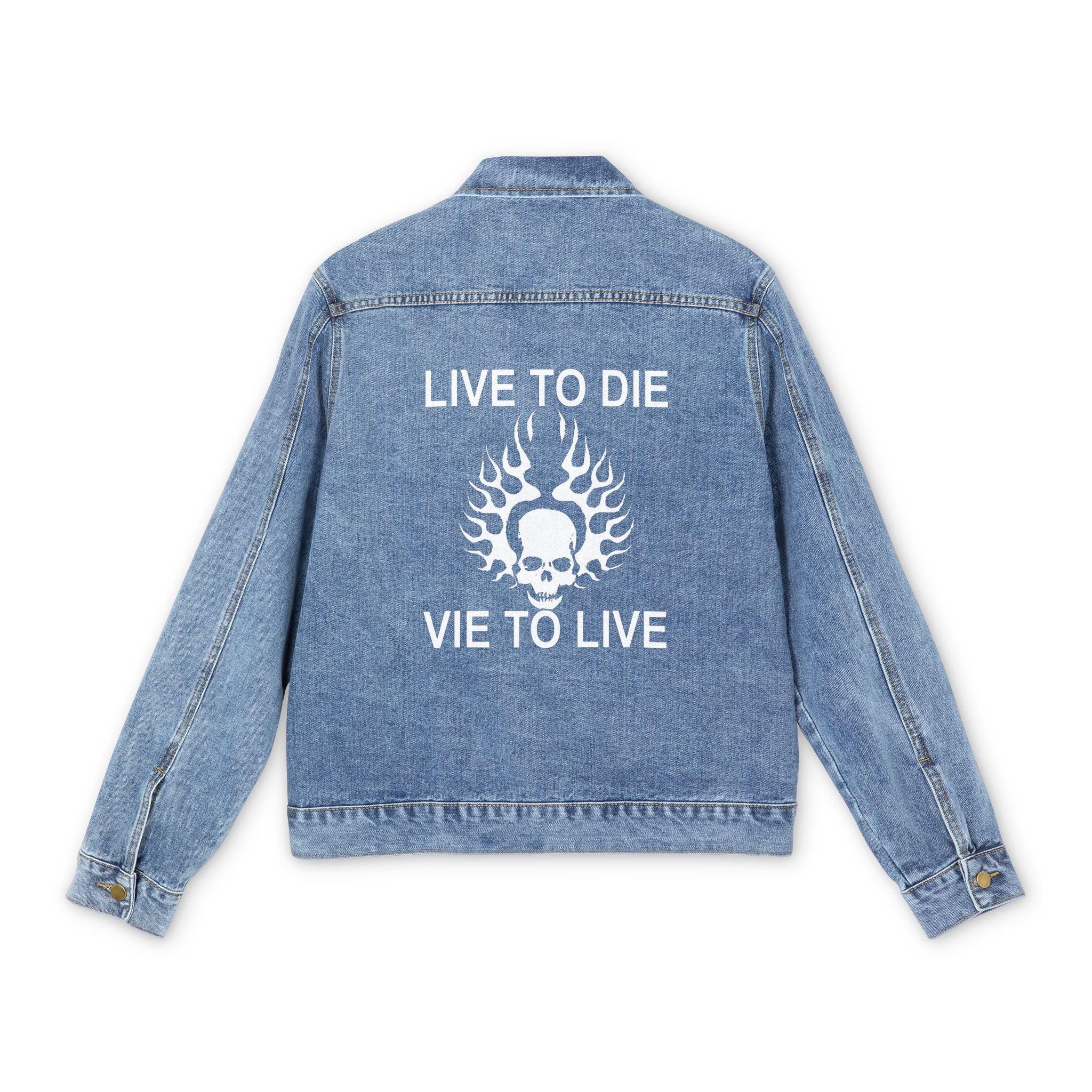 Live To Die Vie To Live - Men's Denim Jean Jacket - Witty Twisters Fashions