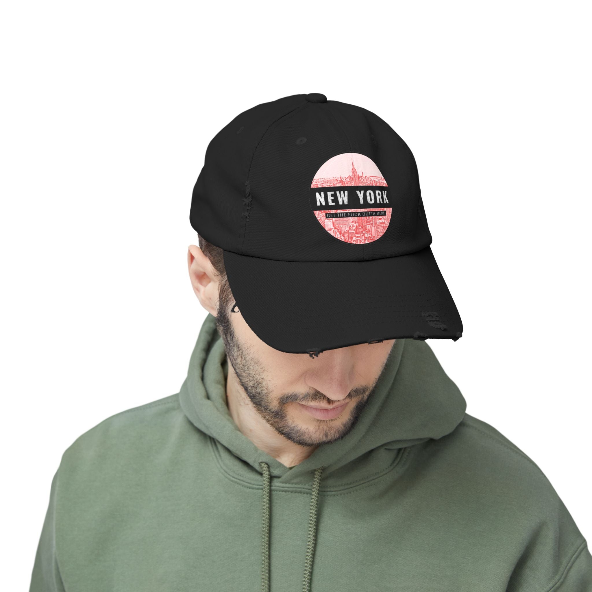 New York Get The Fuck Outta Here! - Cotton Twill Distressed Baseball Cap