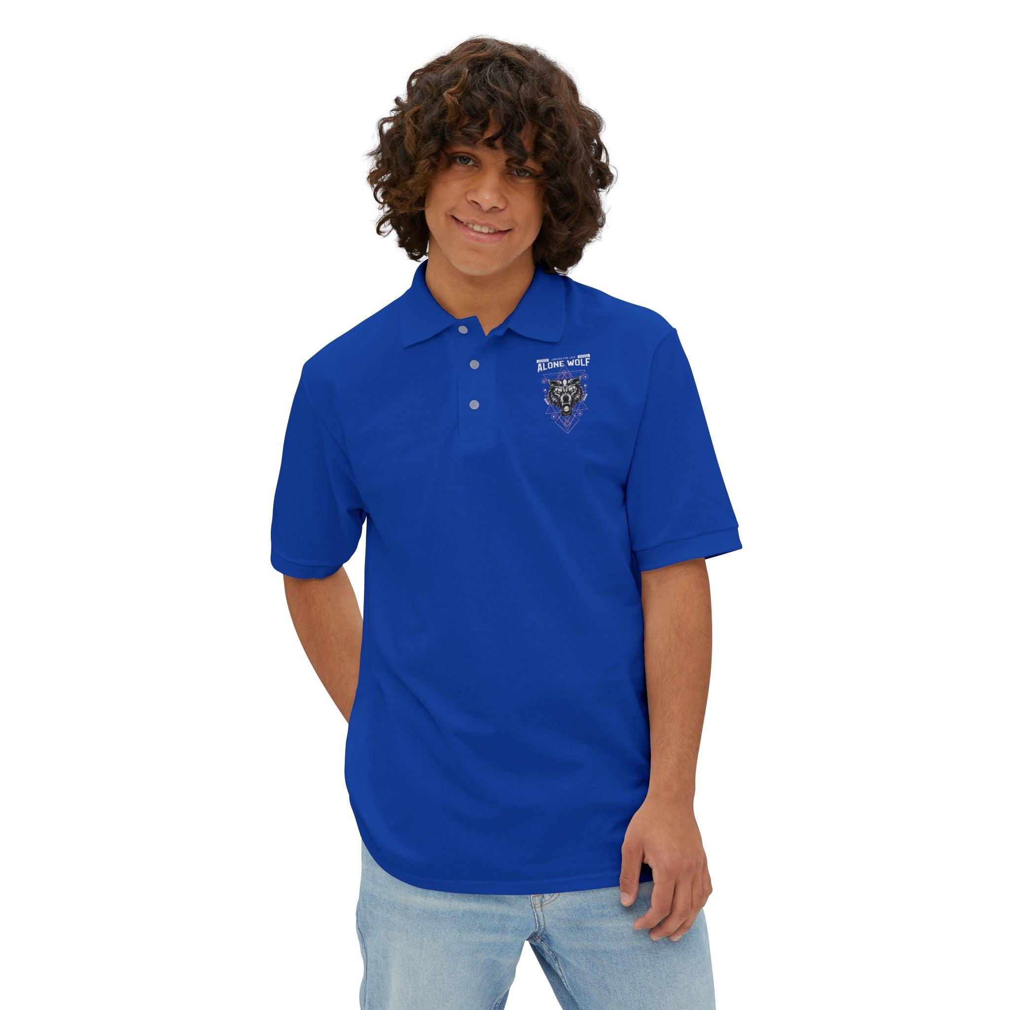 Alone Wolf Looking For Love - Men's Piqué Polo Shirt - Witty Twisters Fashions