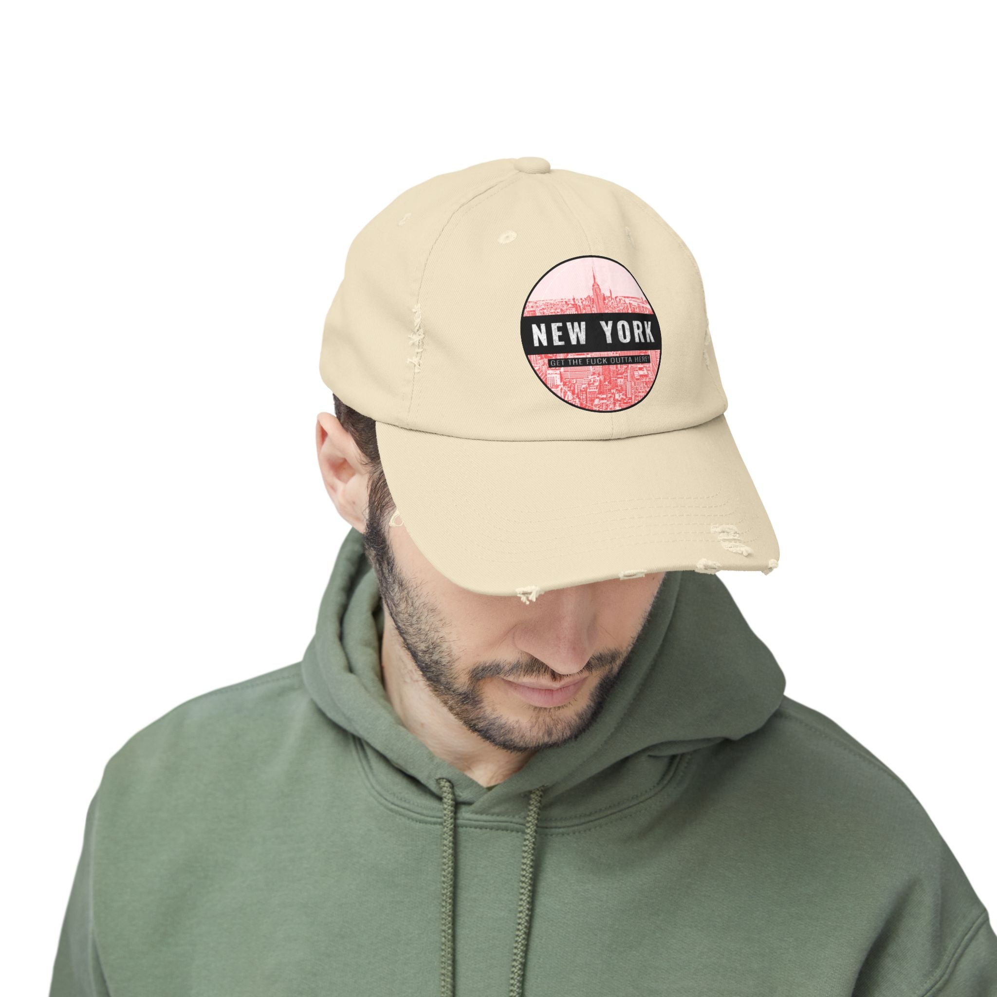 New York Get The Fuck Outta Here! - Cotton Twill Distressed Baseball Cap