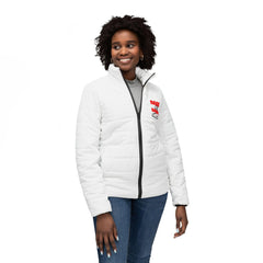 Clothed For The Winter with Bare Wear emblem - Women’s Puffer Jacket - Witty Twisters Fashions