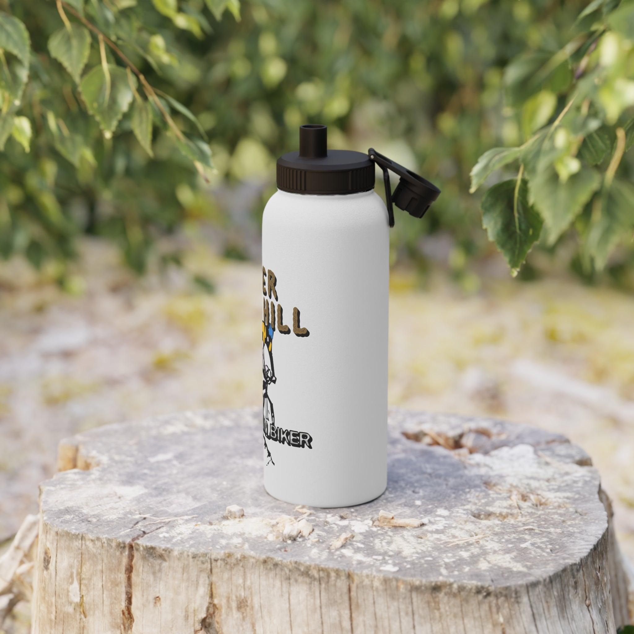 Over The Hill Mountain Biker - Stainless Steel Water Bottle with Sports Lid