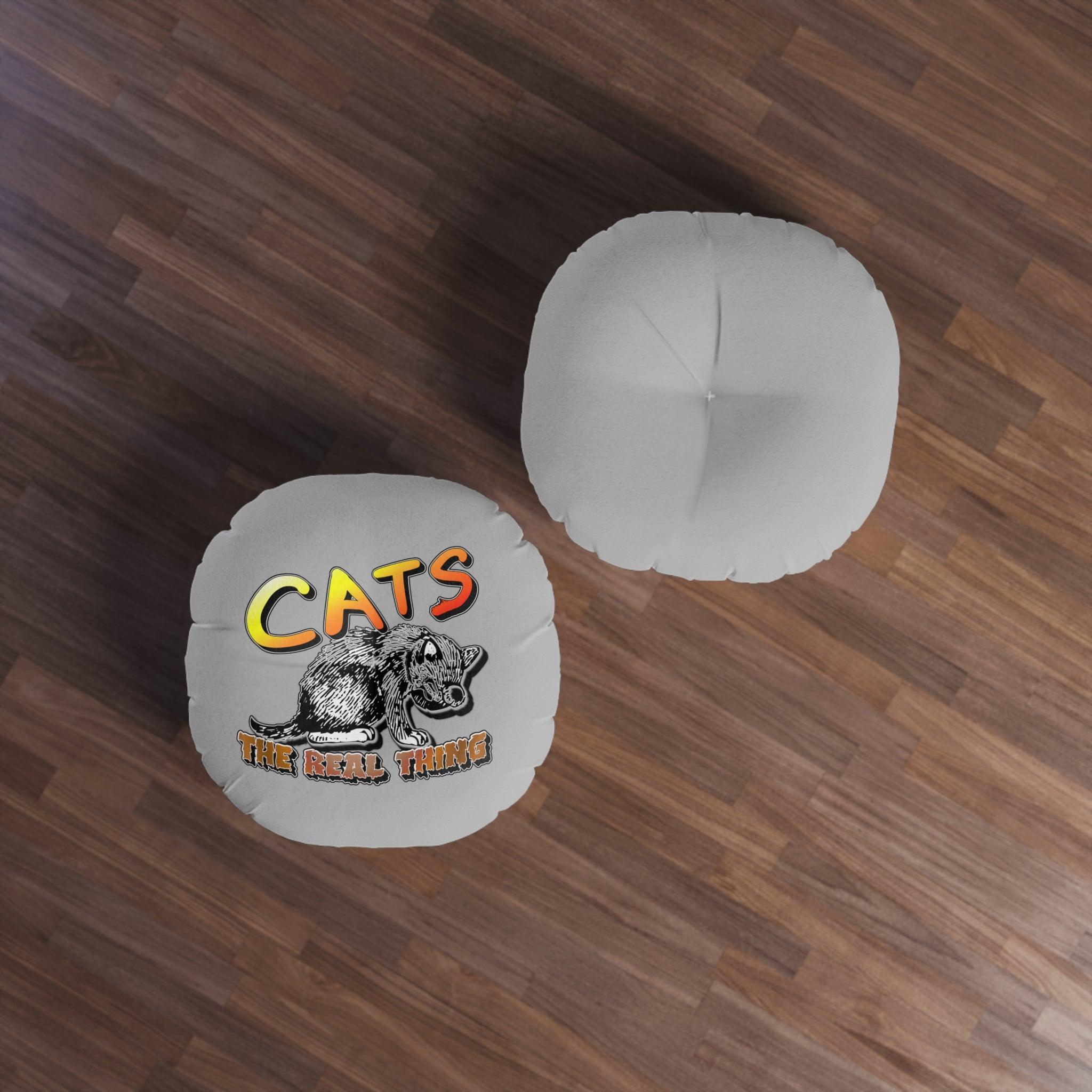 Cats The Real Thing - Tufted Floor Pillow, Round - Witty Twisters Fashions