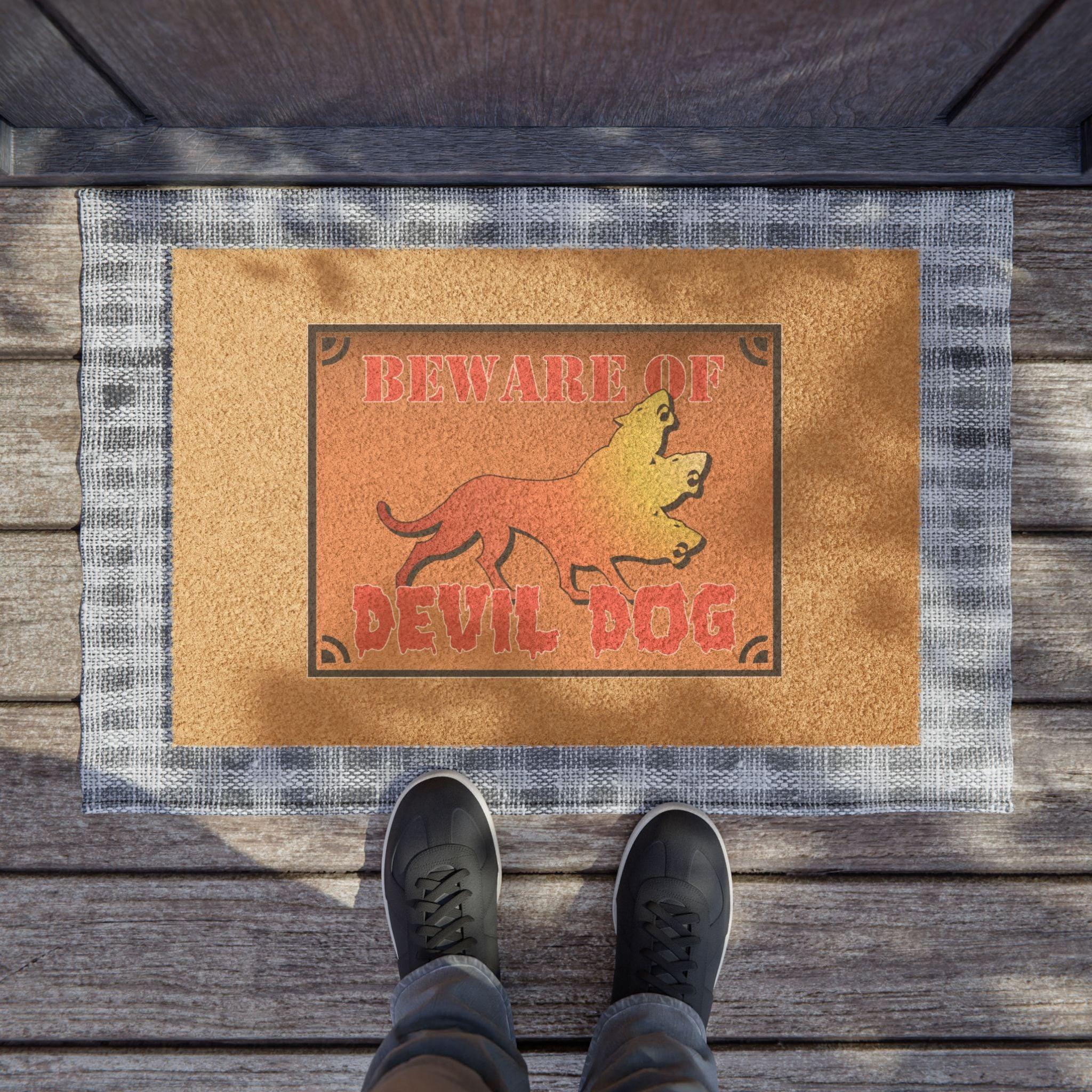 Beware of Devil Dog Sign - Doormat - Witty Twisters Fashions