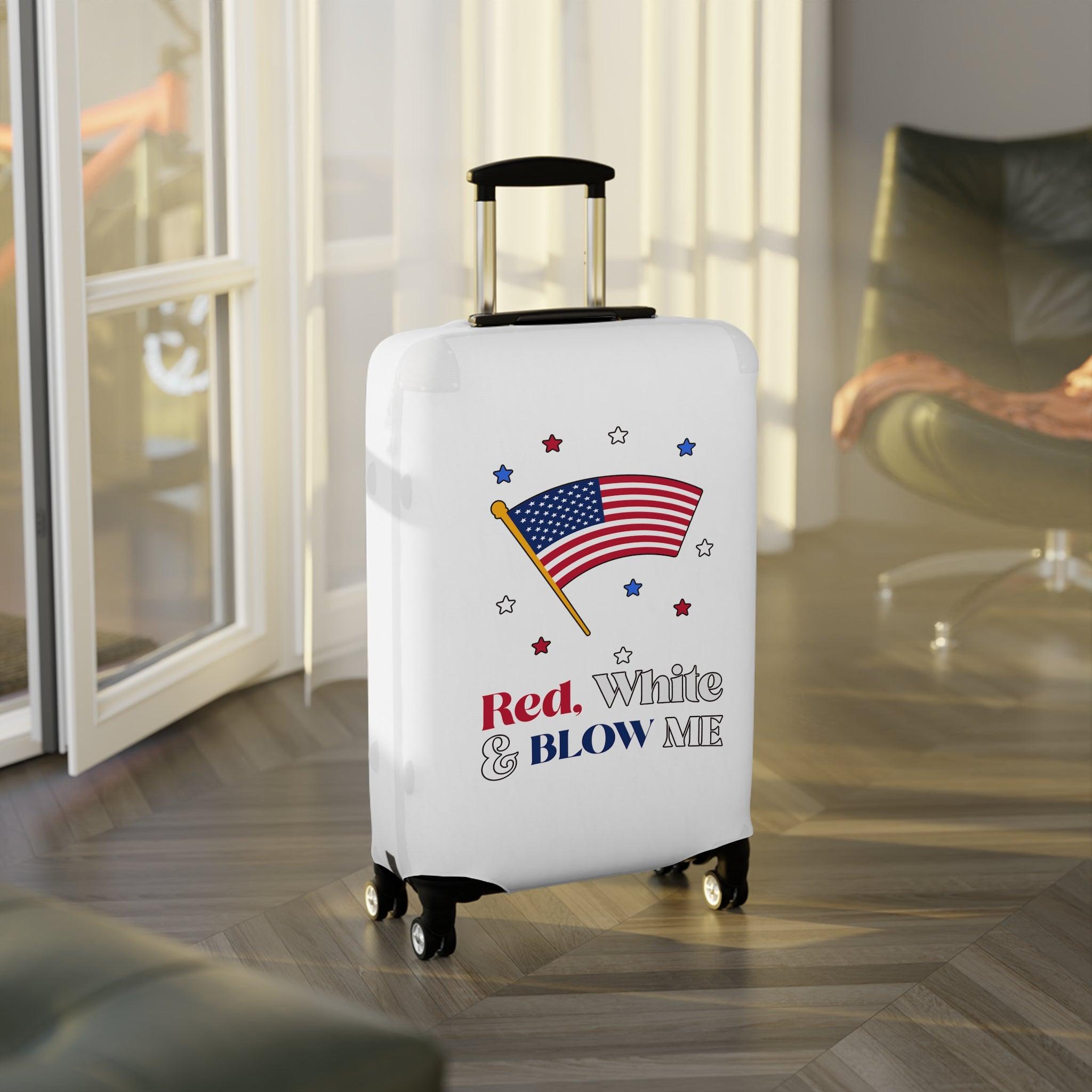 Red, white and blow me - Luggage Cover - Witty Twisters Fashions