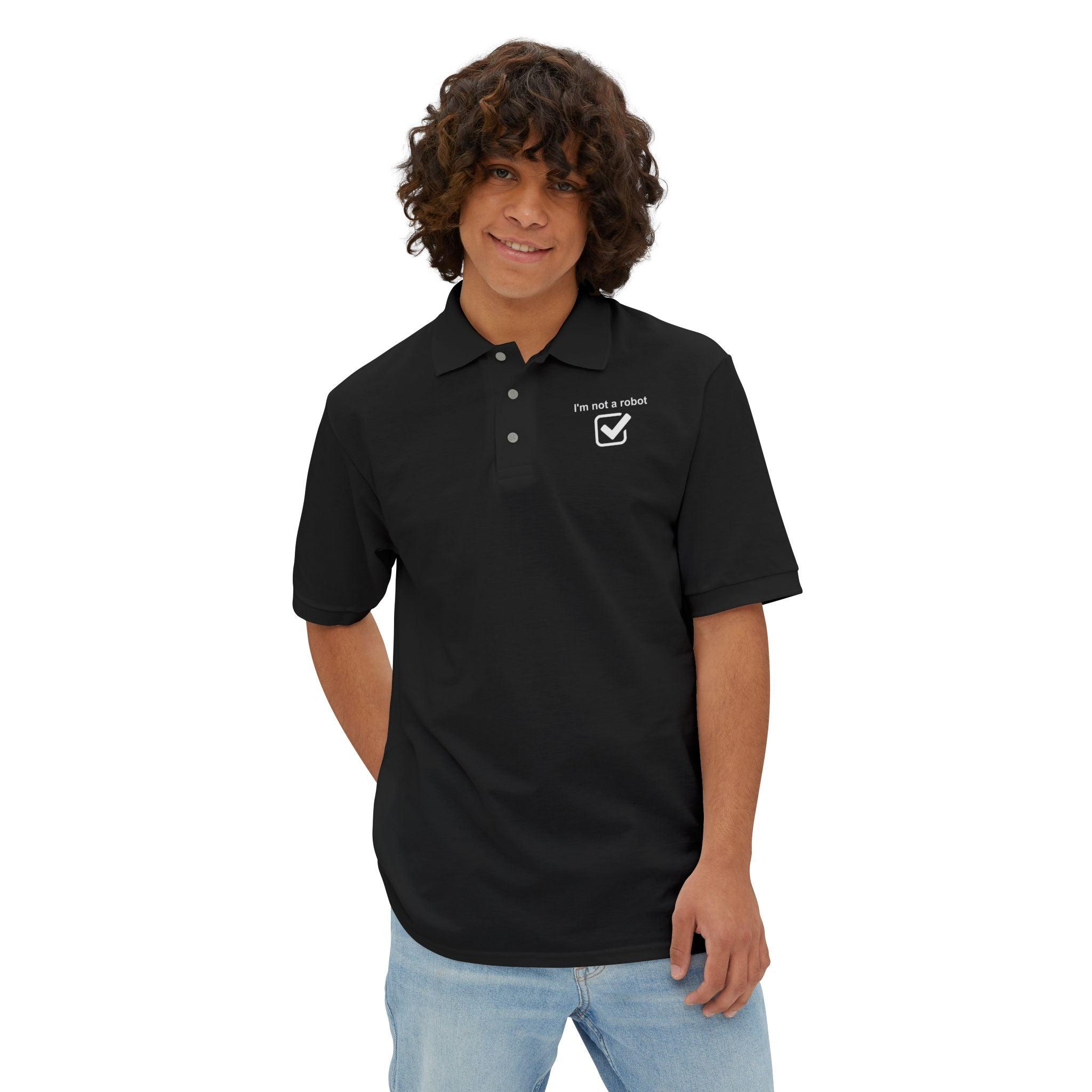 I'm Not A Robot - Men's Piqué Polo Shirt - Witty Twisters Fashions