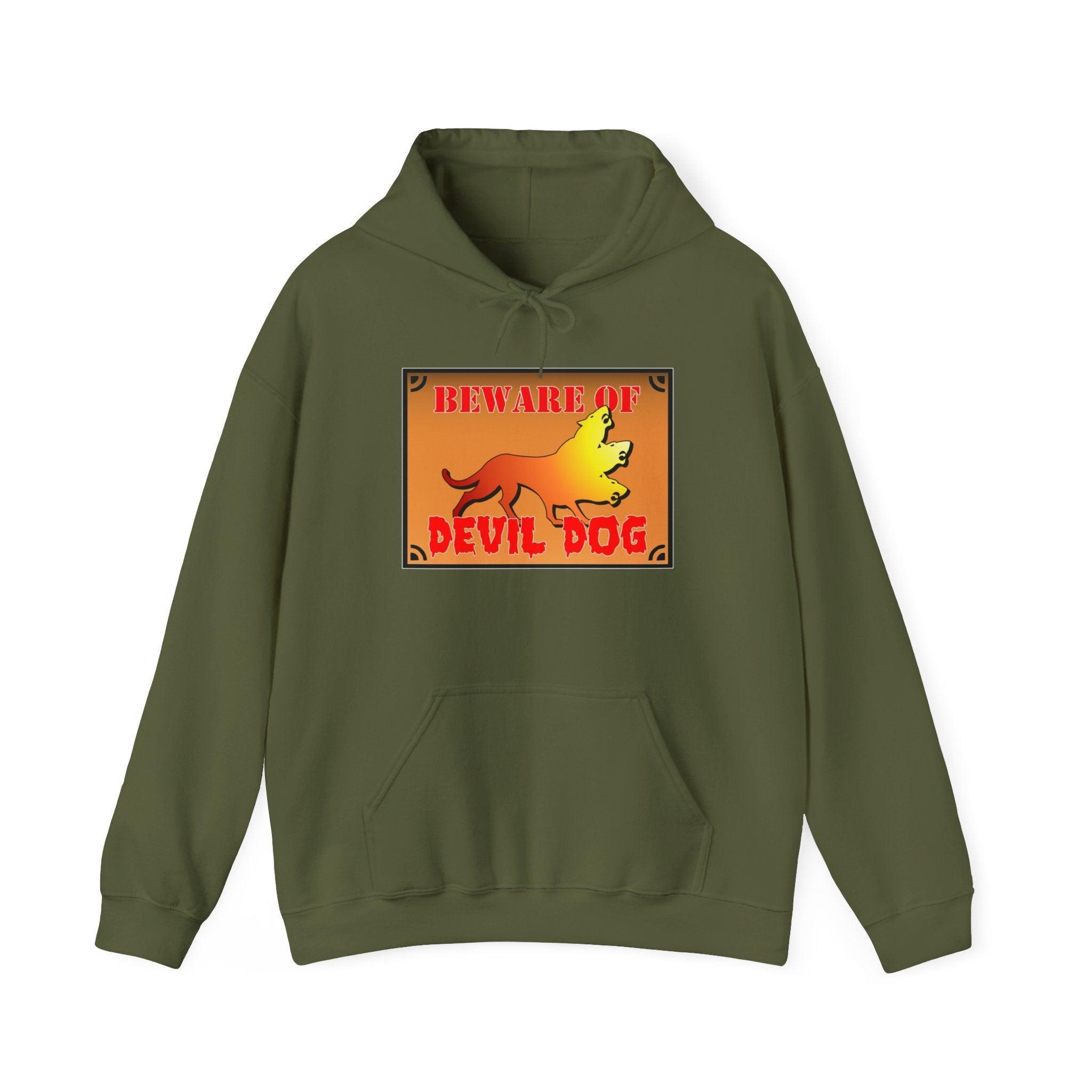 Beware Of Devil Dog Sign - Hoodie - Witty Twisters Fashions